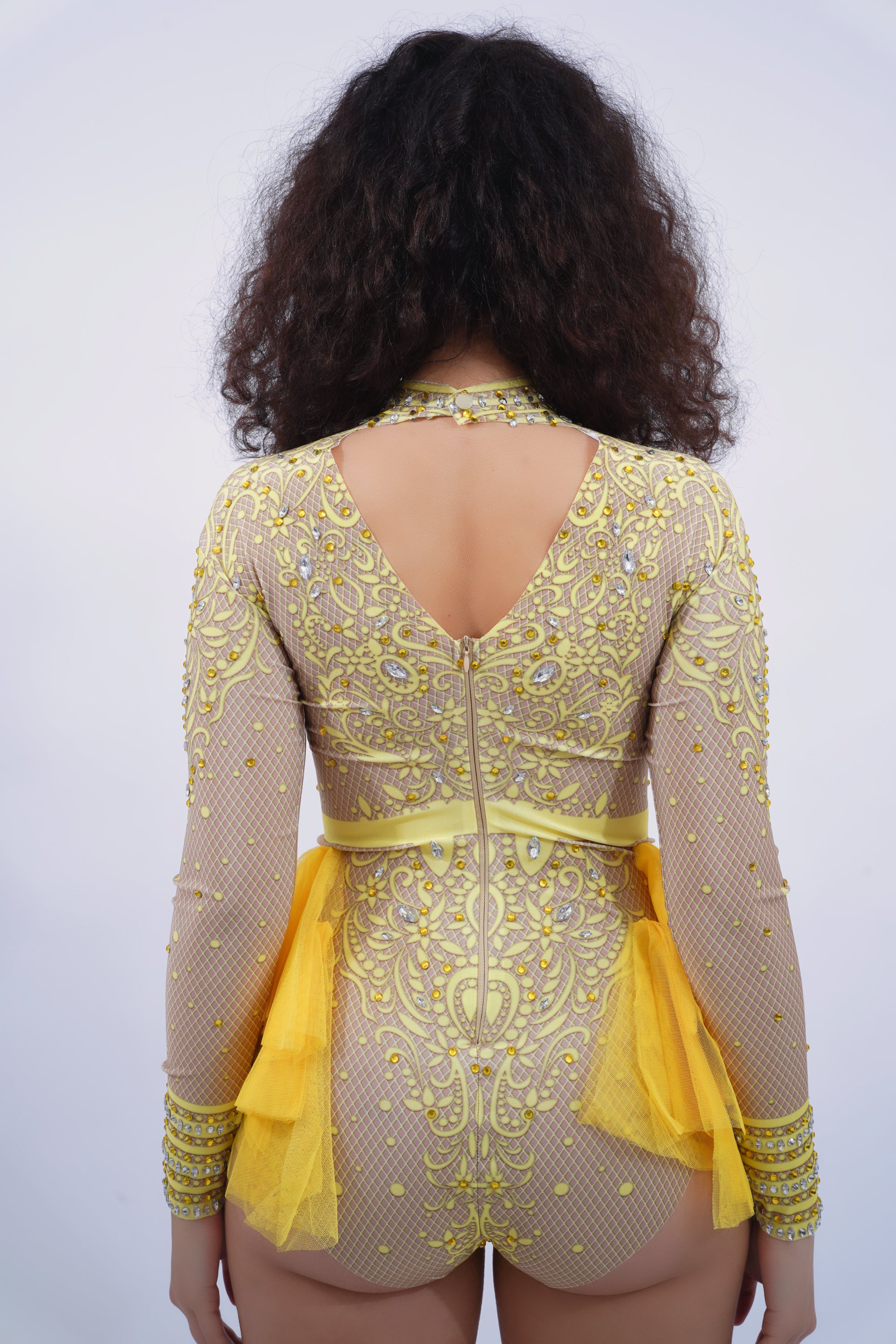 Embridoried Long Sleeve Rhinestone Bodysuit
