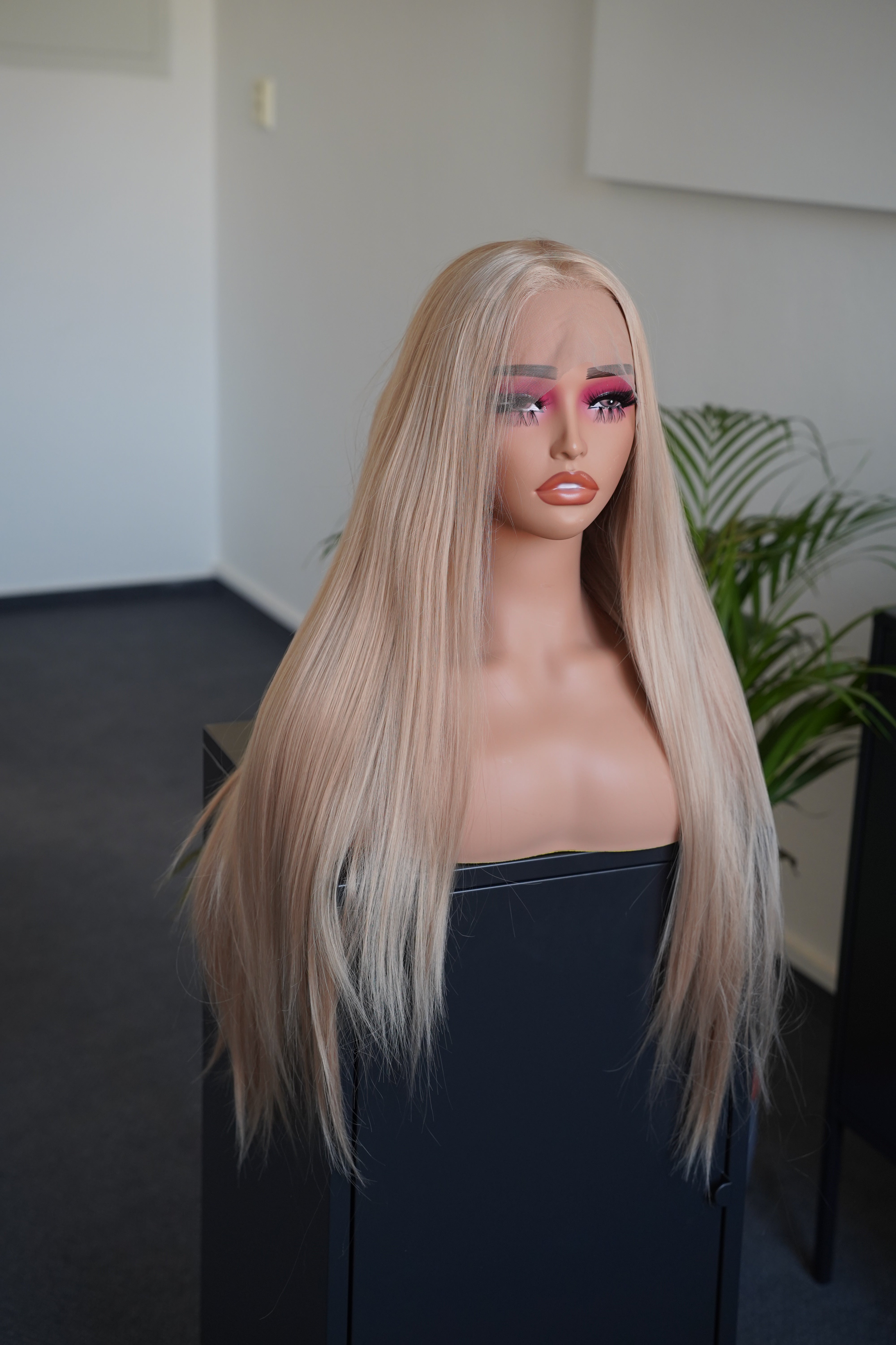 Long Straight Platinum Blonde Lace Front Wig Drag Queen Wig Cosplay Wig