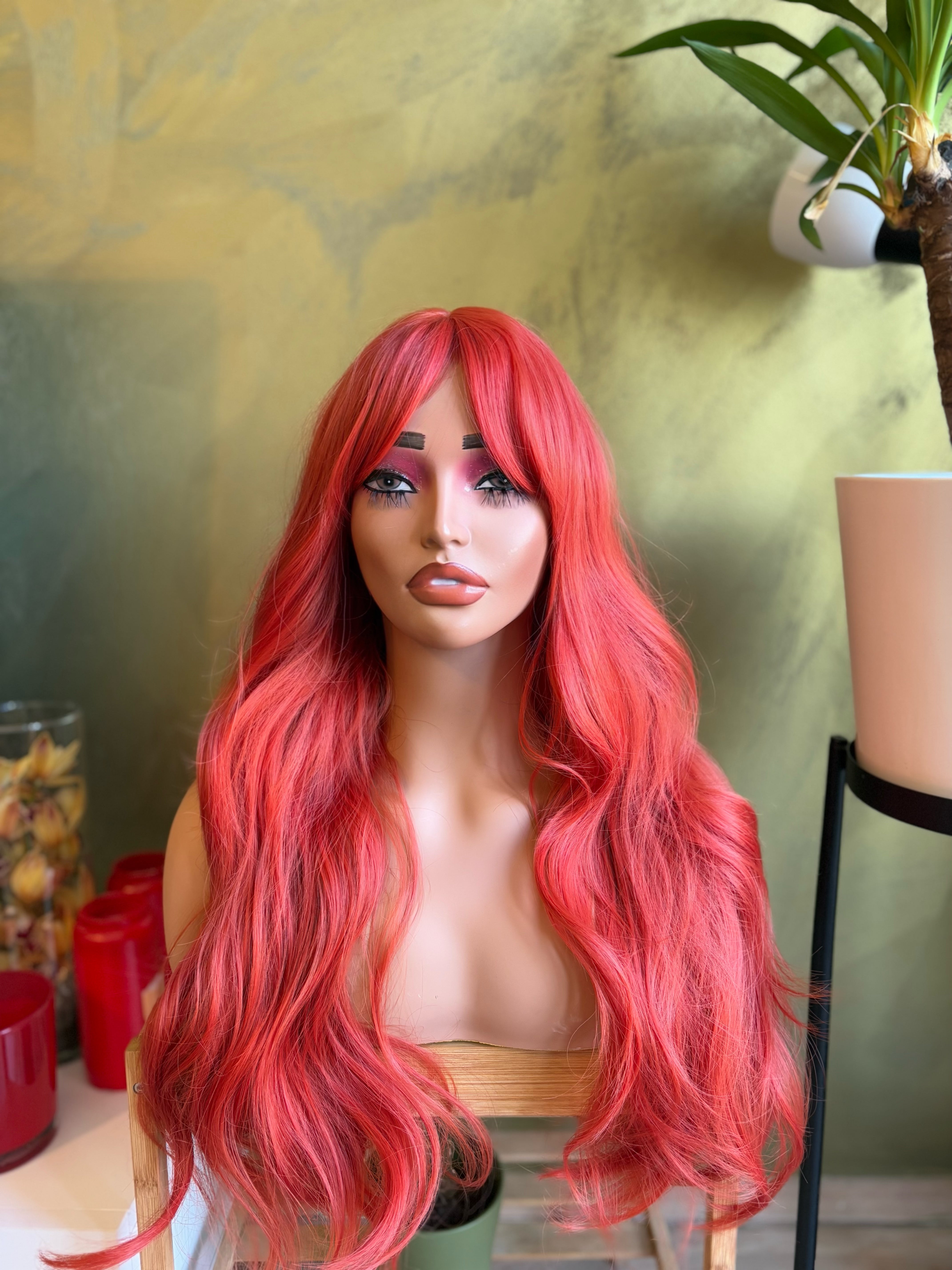 Long Wavy Ginger Red Wig with Bangs Jessica Rabbit Cosplay Wig Movie Character Wigs