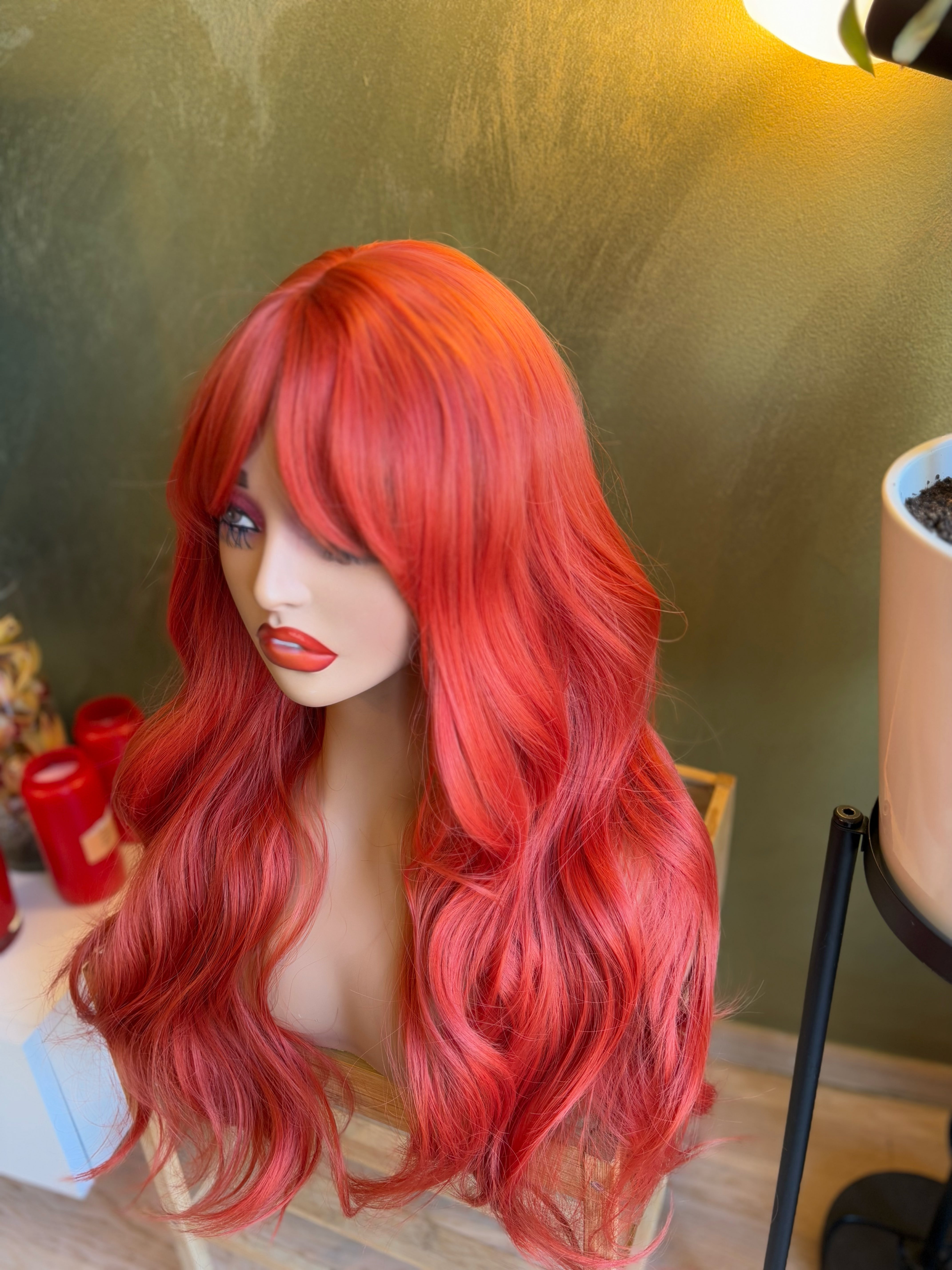 Long Wavy Ginger Red Wig with Bangs Jessica Rabbit Cosplay Wig Movie Character Wigs
