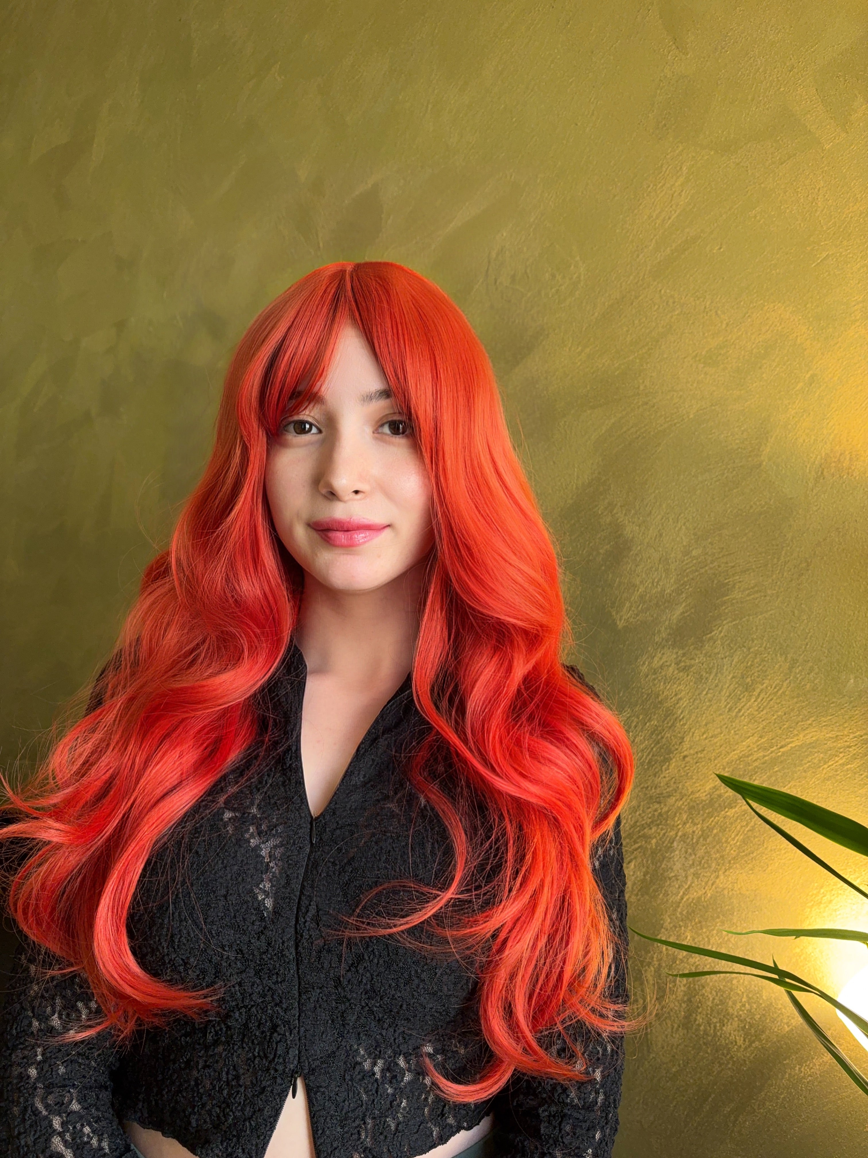 Long Wavy Ginger Red Wig with Bangs Jessica Rabbit Cosplay Wig Movie Character Wigs