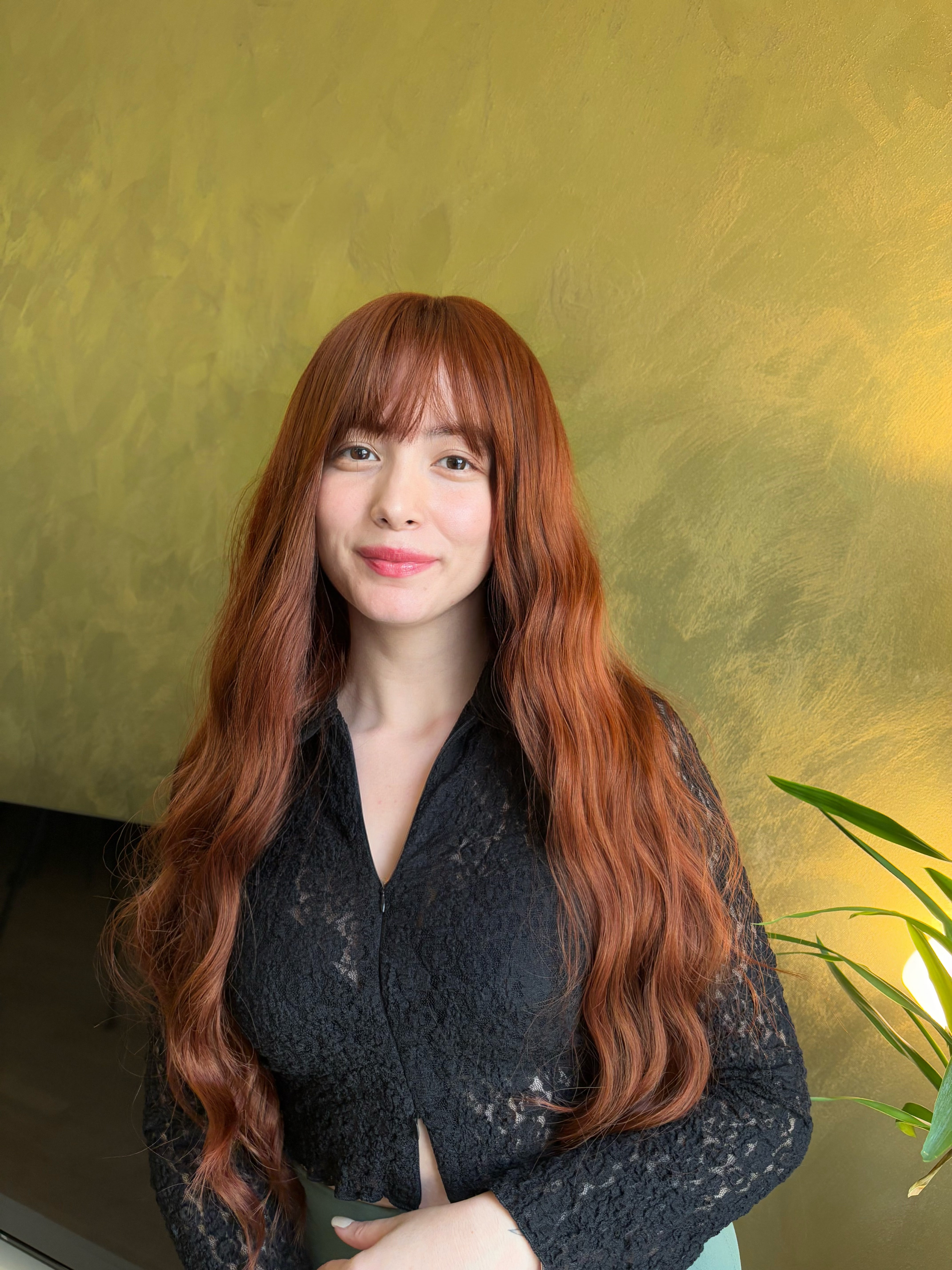 Long Wavy Copper Ginger Wig with Bangs Cosplay Wigs Drag Queen Wig