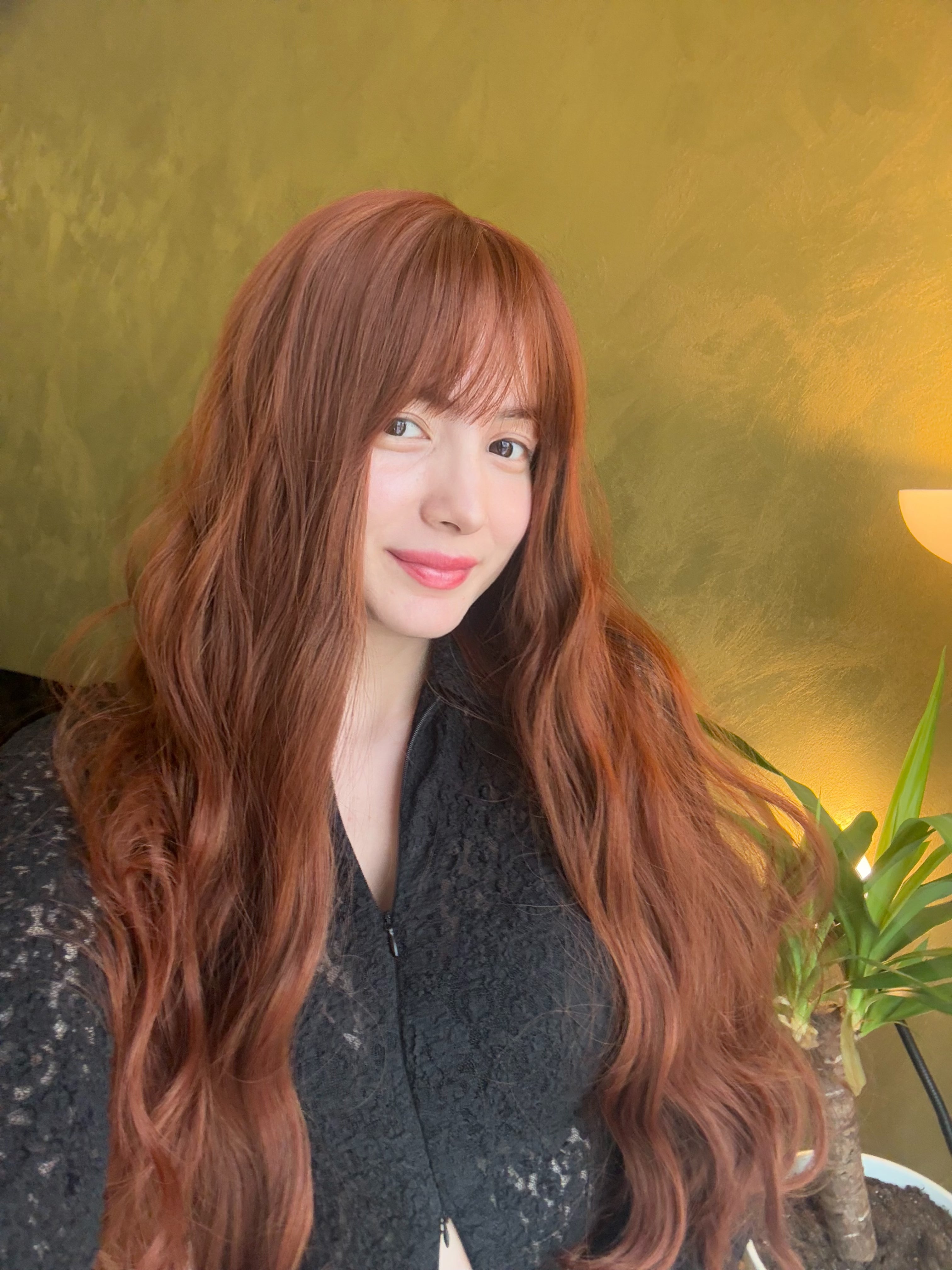 Long Wavy Copper Ginger Wig with Bangs Cosplay Wigs Drag Queen Wig
