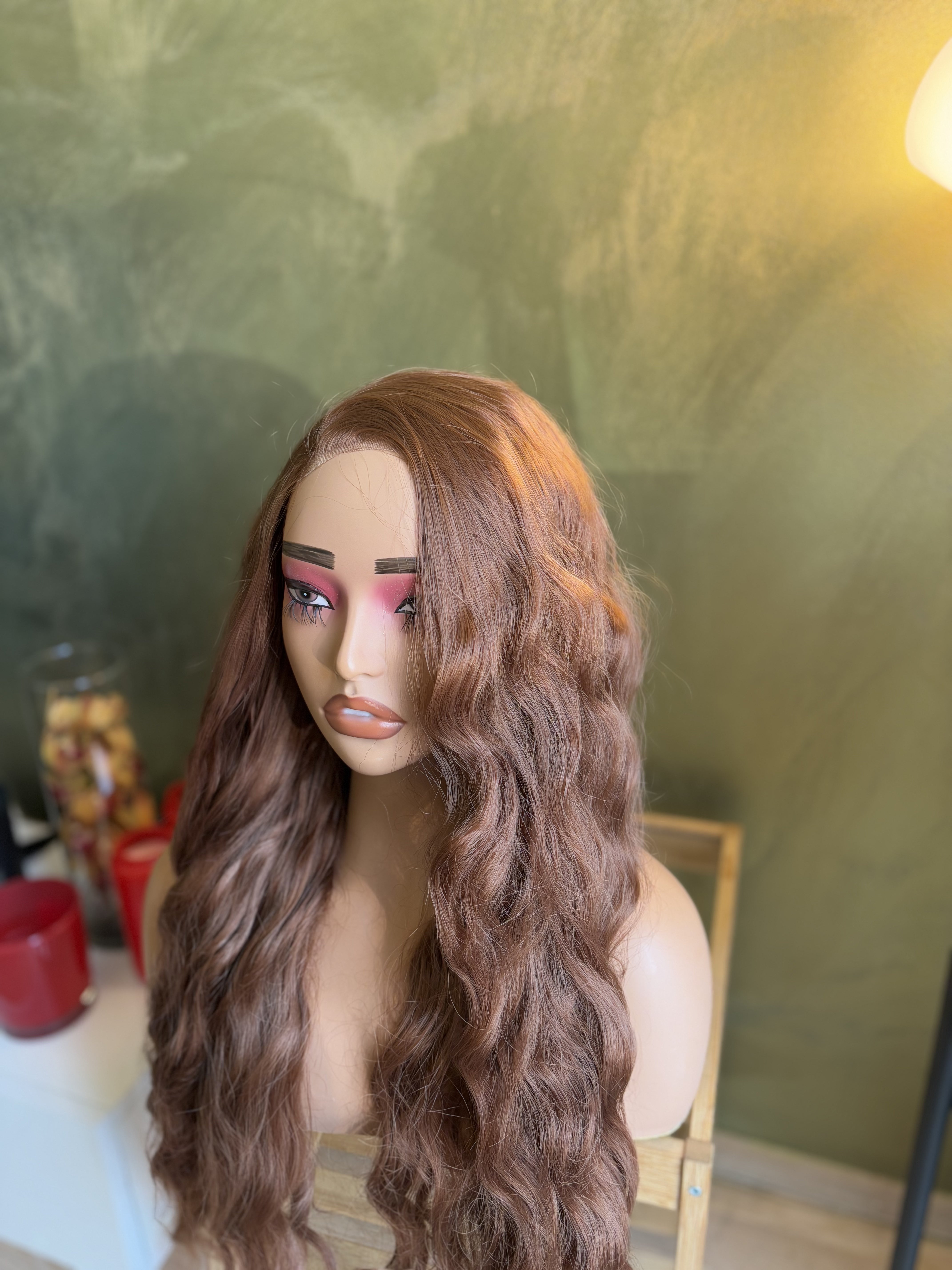 Auburn Ginger Wavy Long 13 x 4 Lace Front Glueless Wig Cosplay Merida Wig