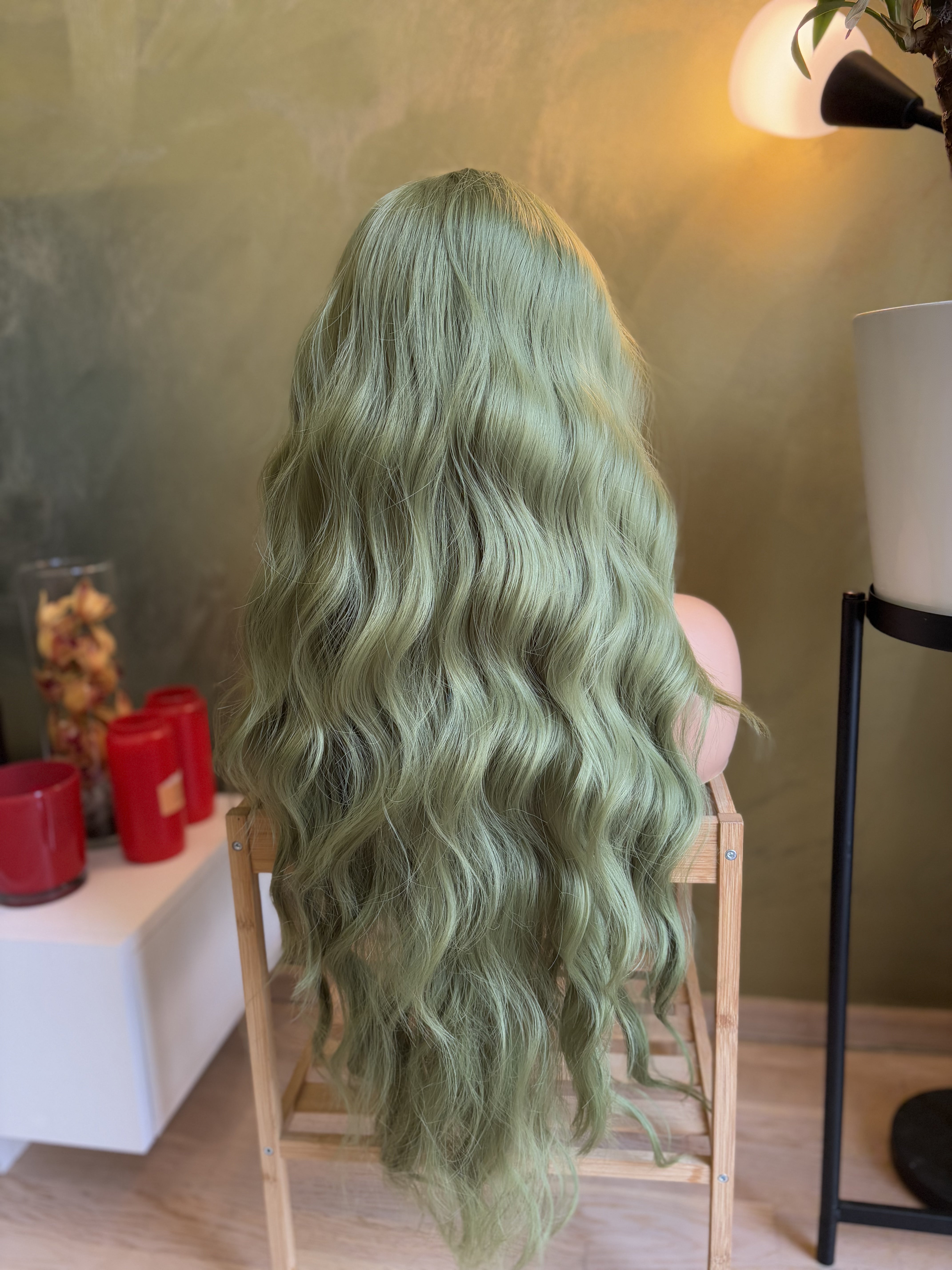 Long Green Wavy Wig Cosplay Halloween Party Wigs 28 inc