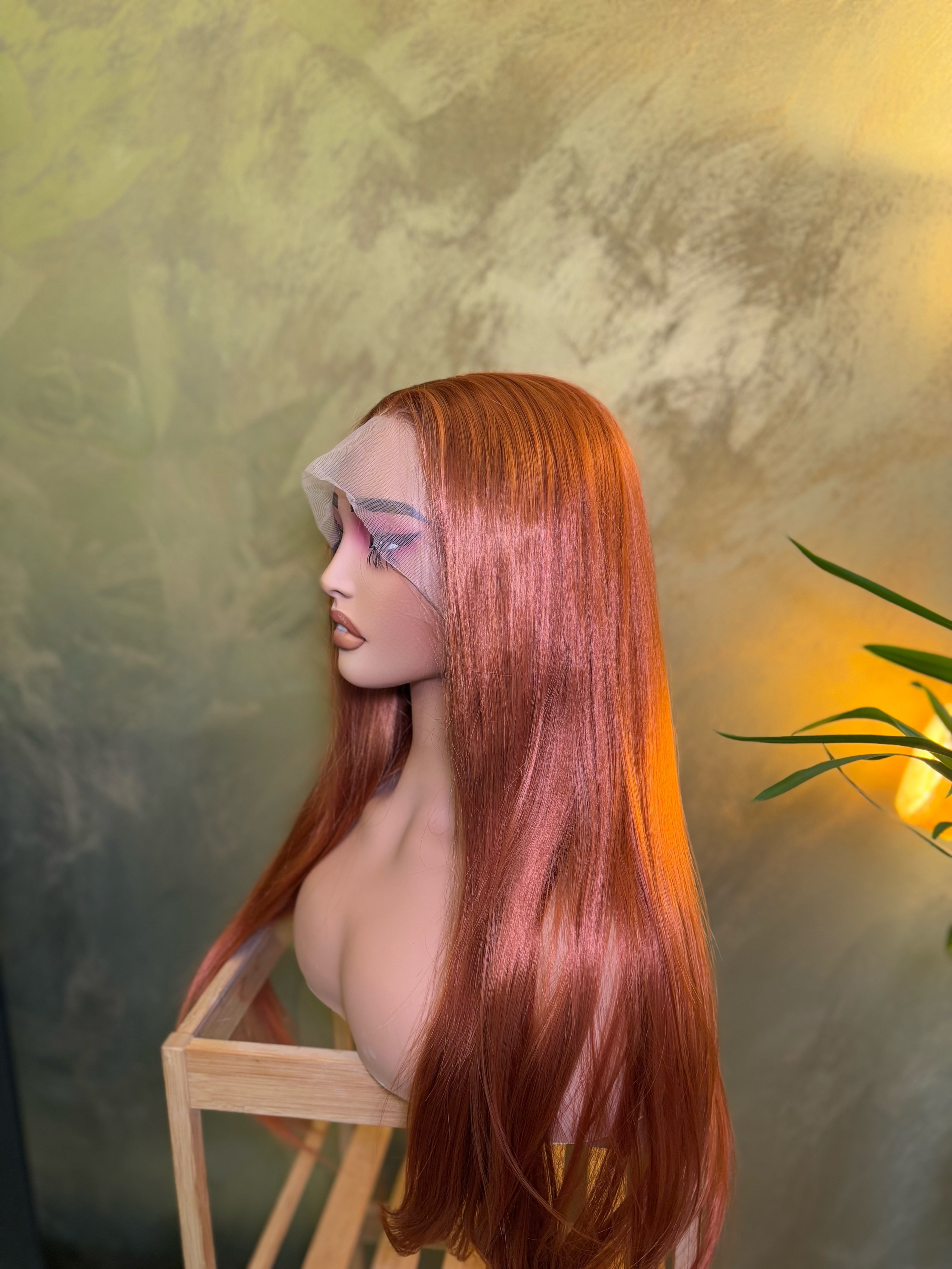 Straight Orange Ginger 13 x 4 Lace Front Wig Gluelesss Wig Cosplay Party Hair Drag Queen Wig