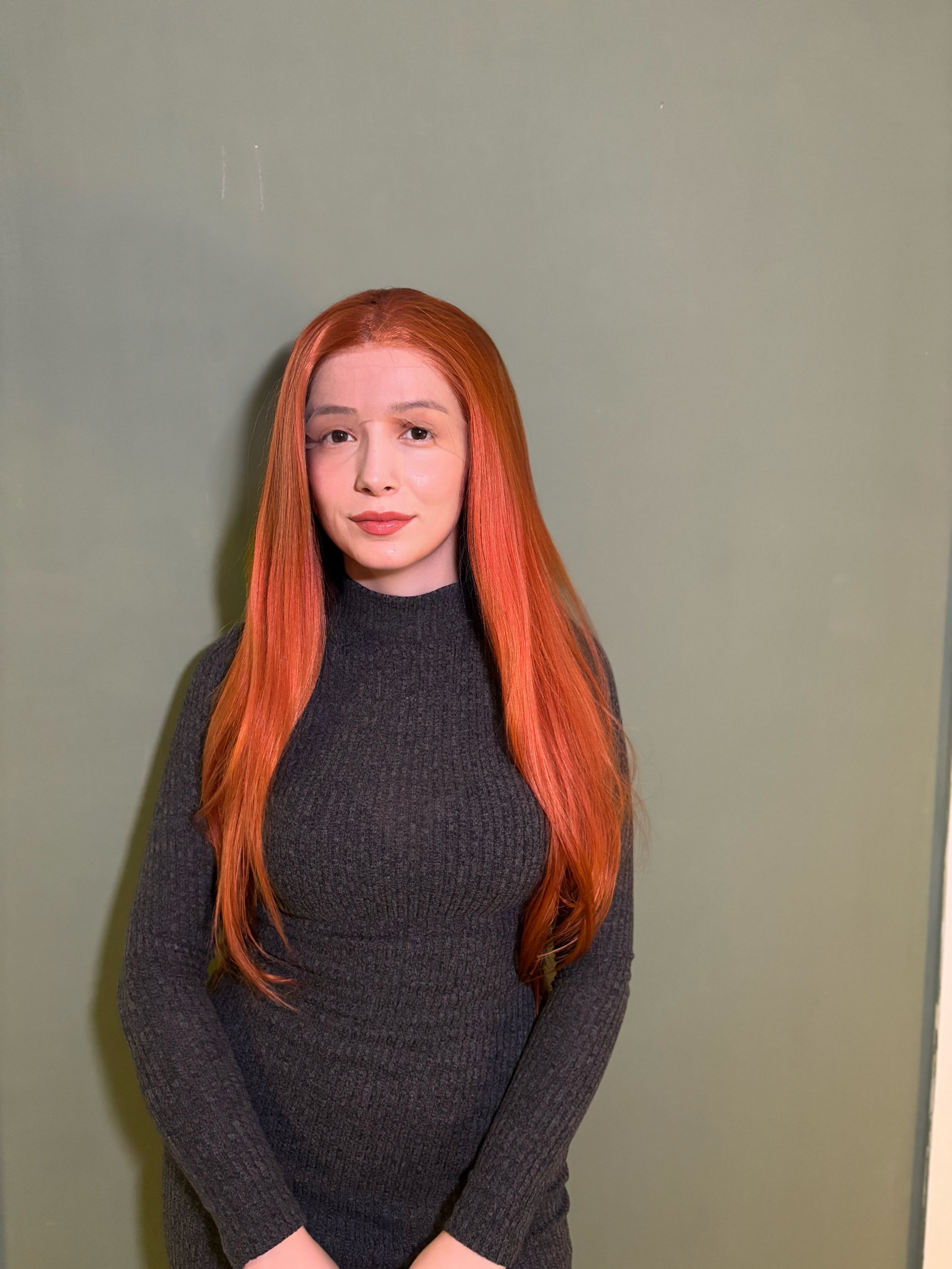 Straight Orange Ginger 13 x 4 Lace Front Wig Gluelesss Wig Cosplay Party Hair Drag Queen Wig