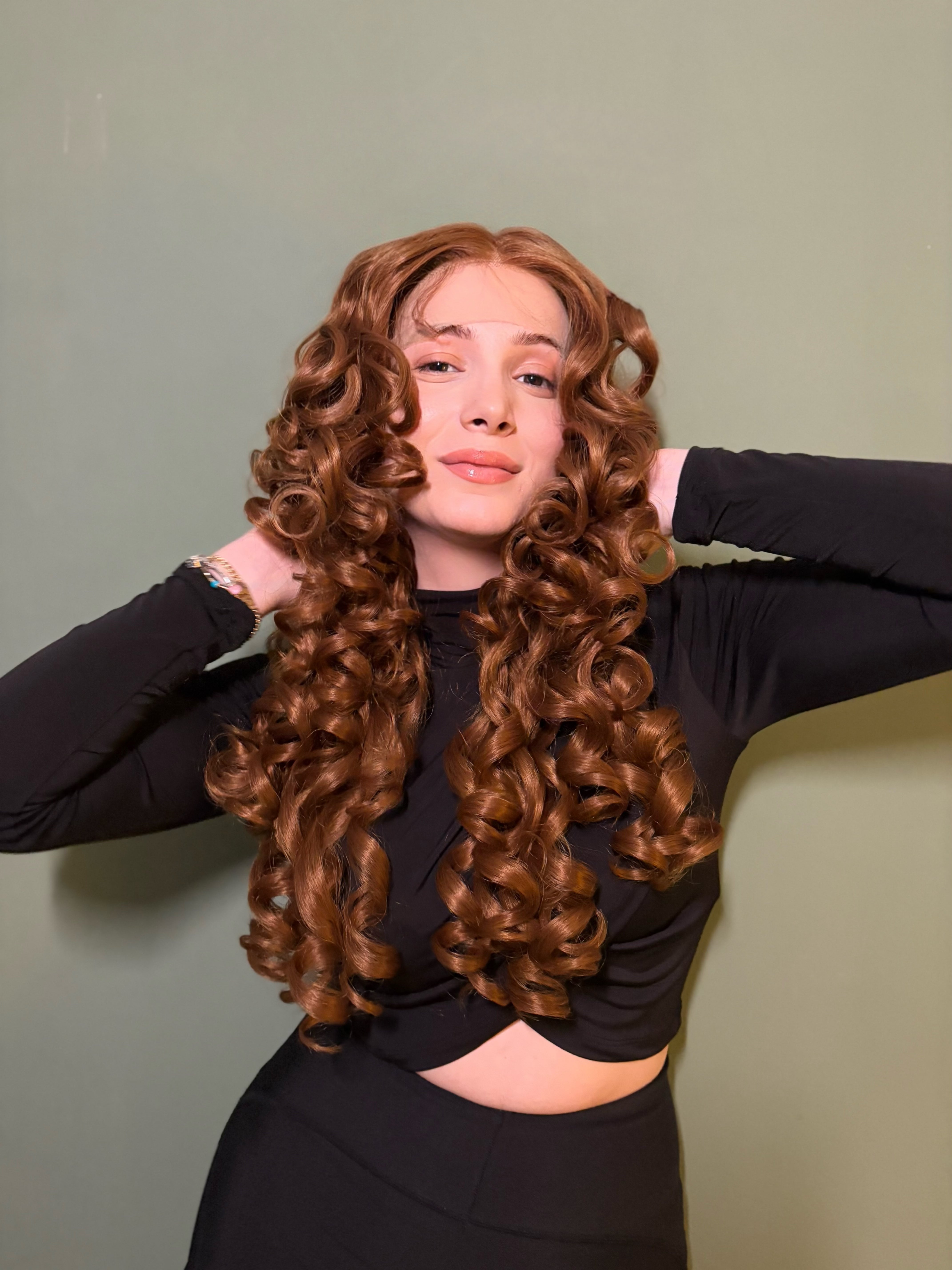 Long Curly Caramel Brown 13x6 HD Lace Front Wig Glueless Wig