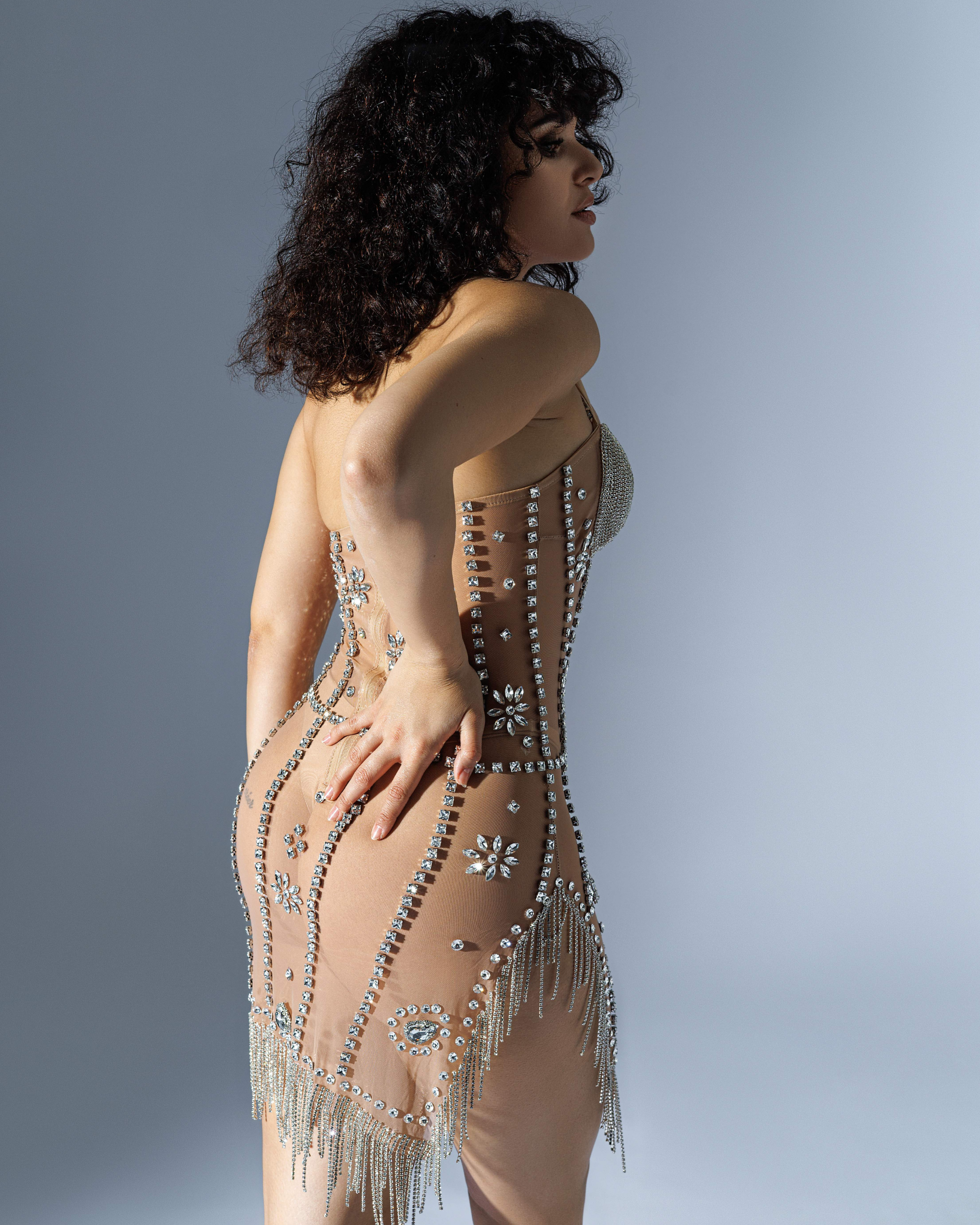 Rhinestone Glitter Transparent Mini Dress