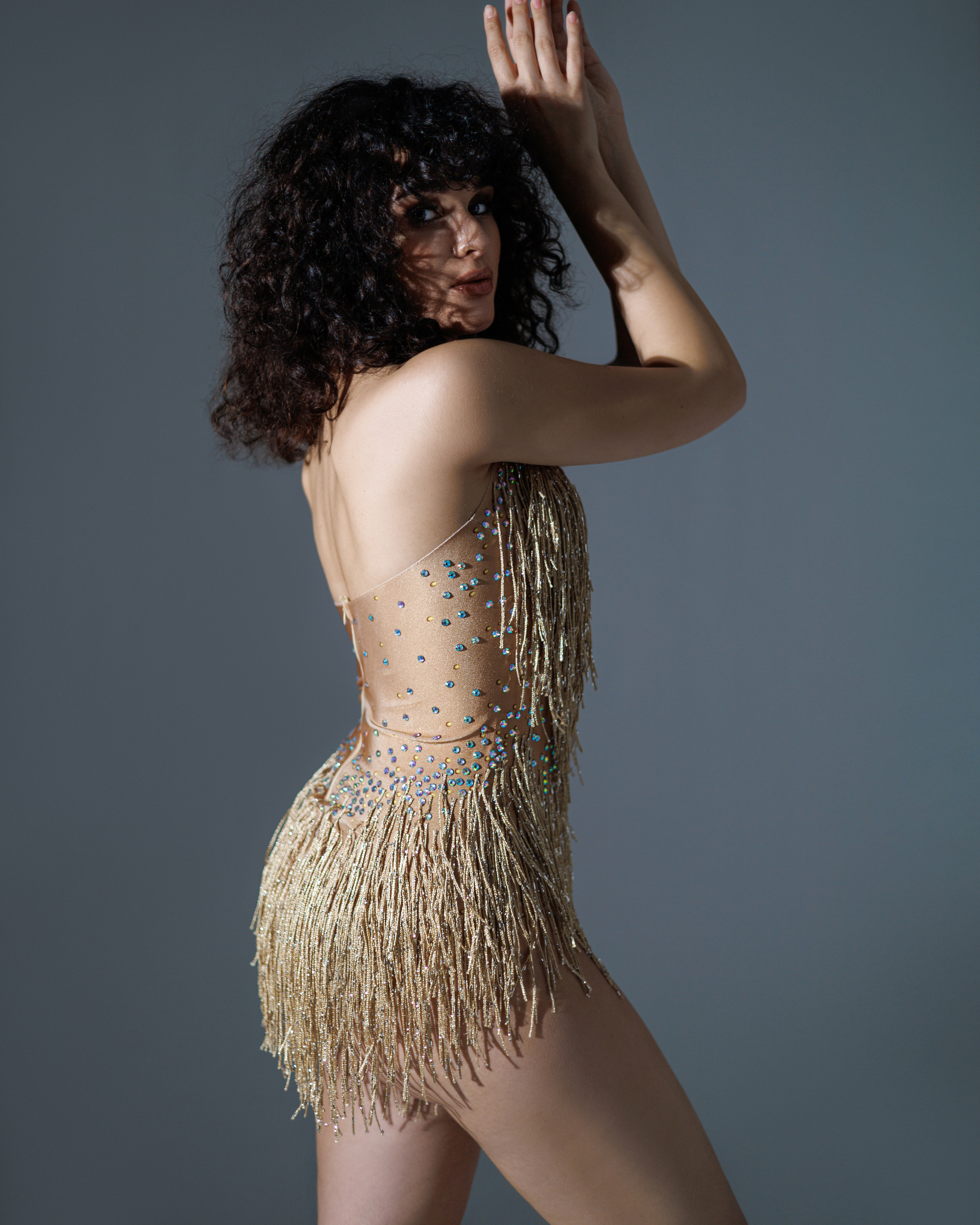 Glitter Rhinestone Halter Bodysuit