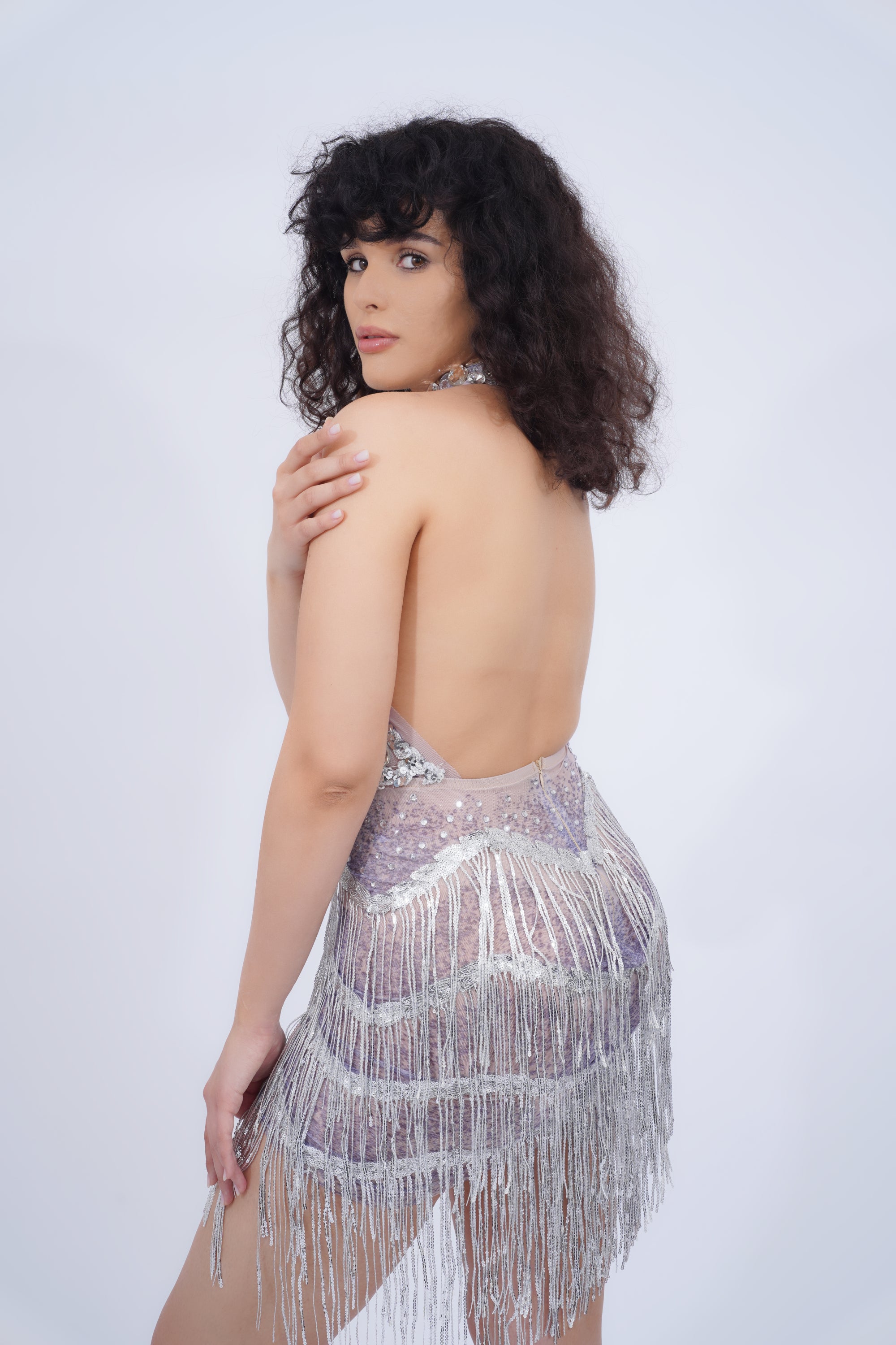 Sheer Mesh Sequin Mini Dress