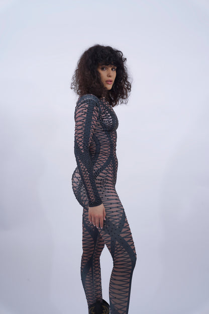 Mesh Black Diamons Catsuit