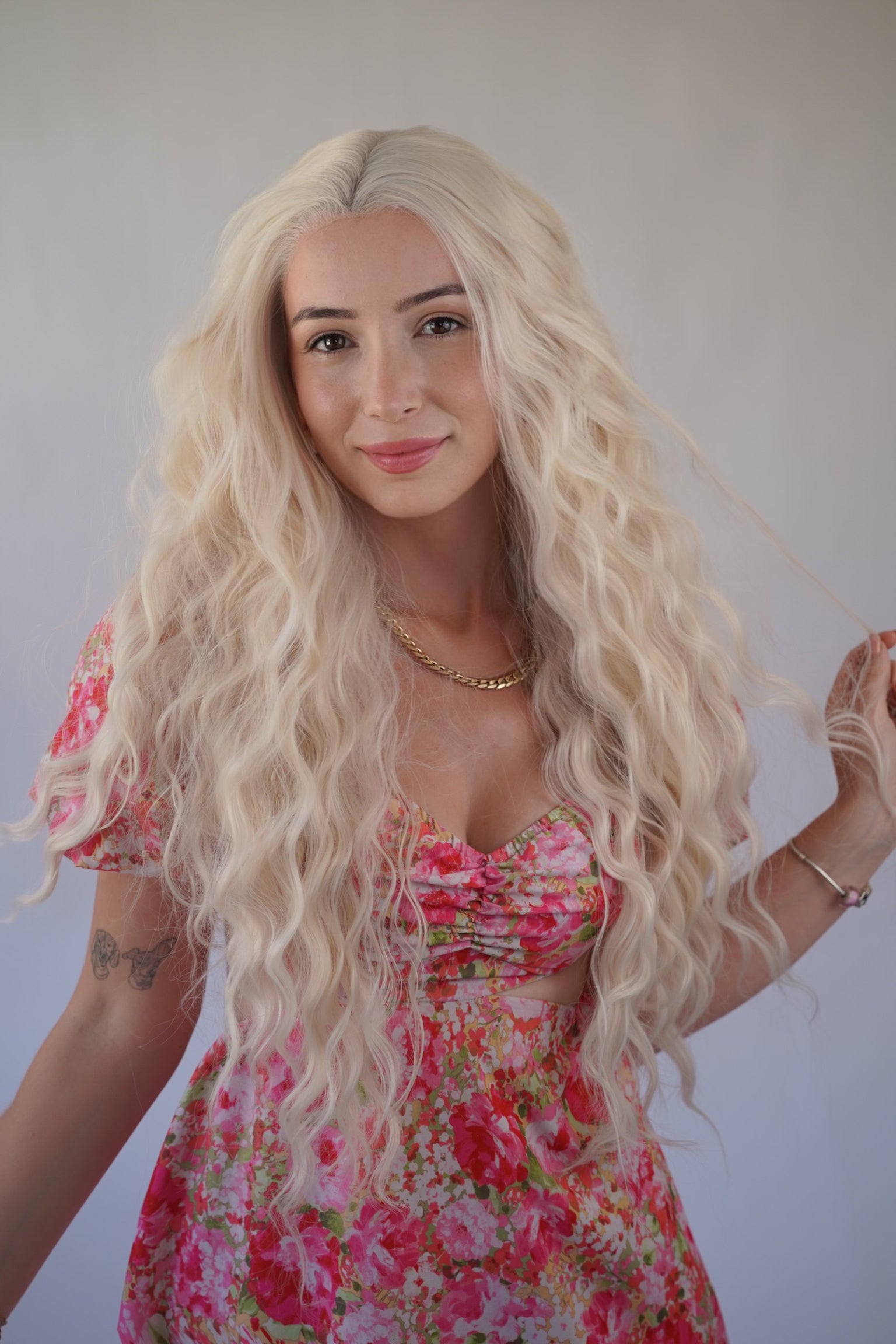 Long Curly Platinum Blonde Lace Front Wig Drag Queen Wig