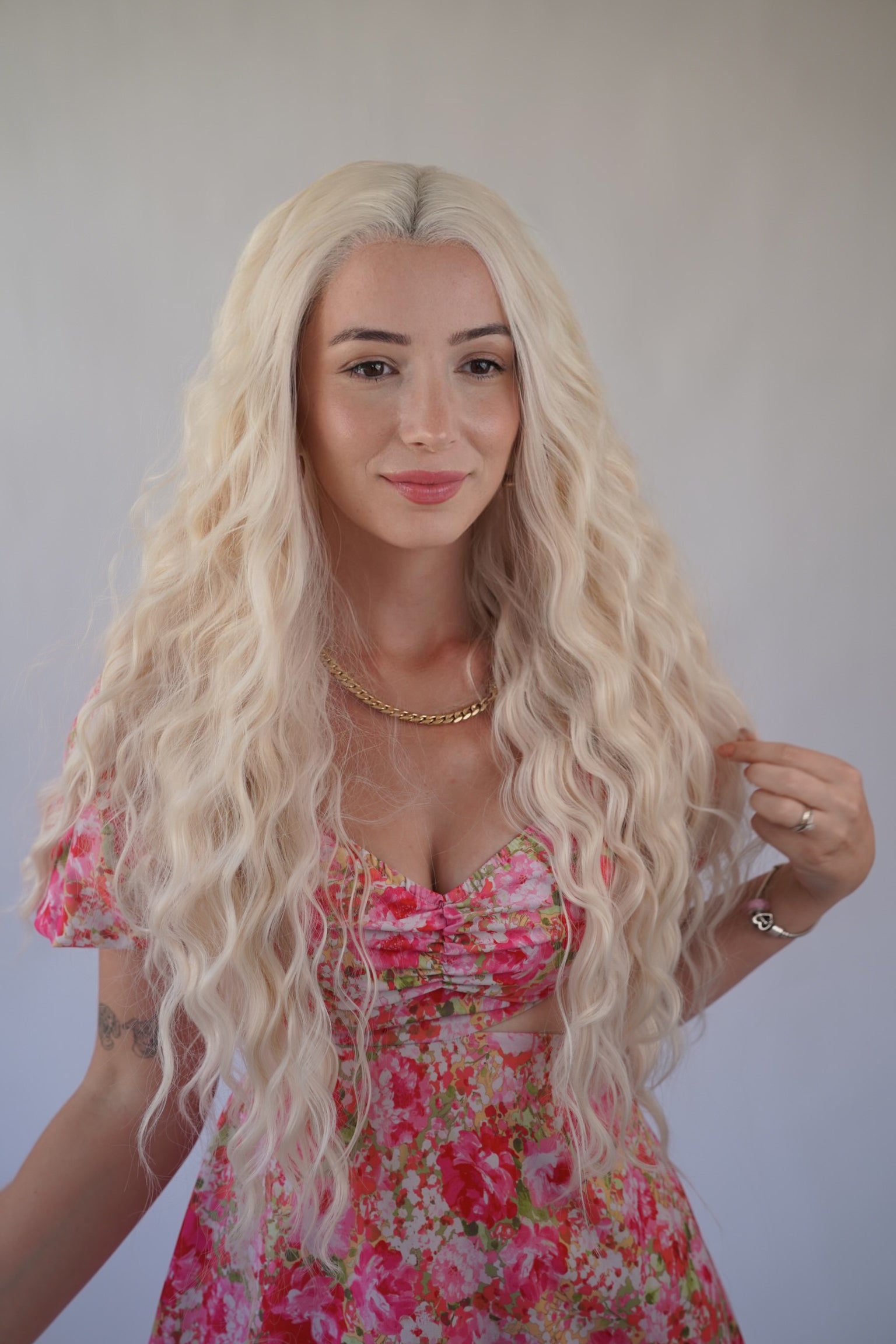 Long Curly Platinum Blonde Lace Front Wig Drag Queen Wig