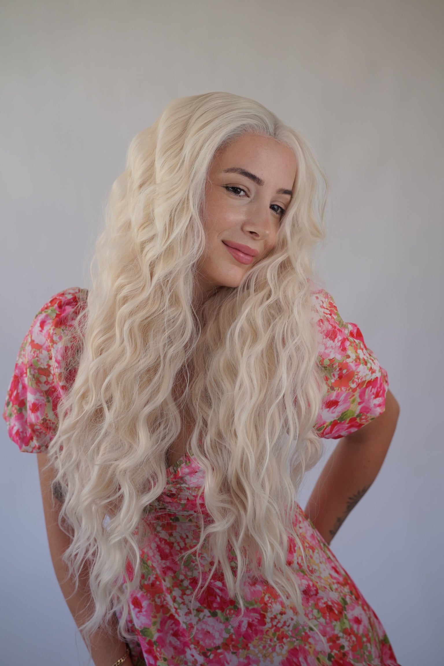 Long Curly Platinum Blonde Lace Front Wig Drag Queen Wig