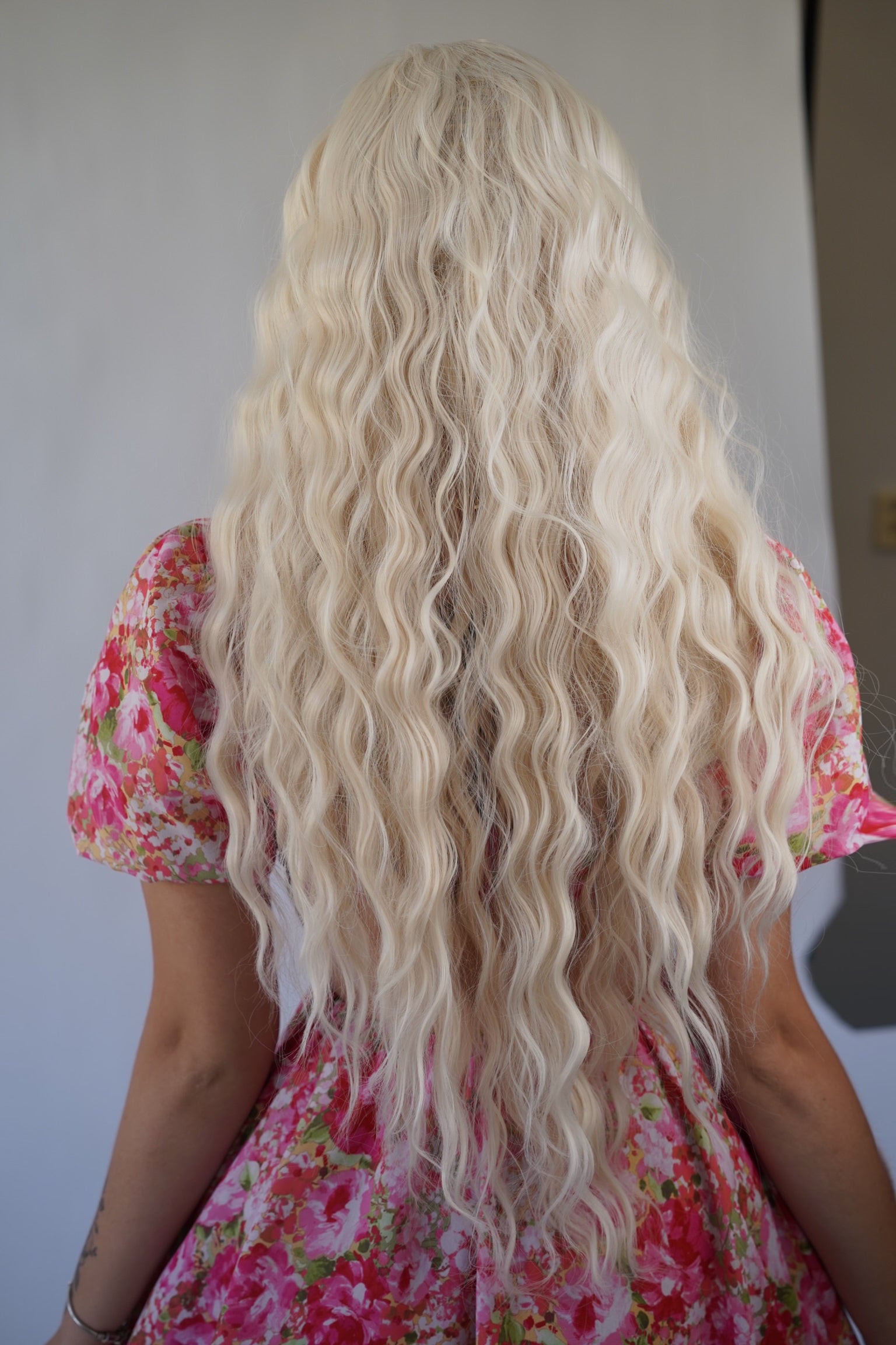 Long Curly Platinum Blonde Lace Front Wig Drag Queen Wig