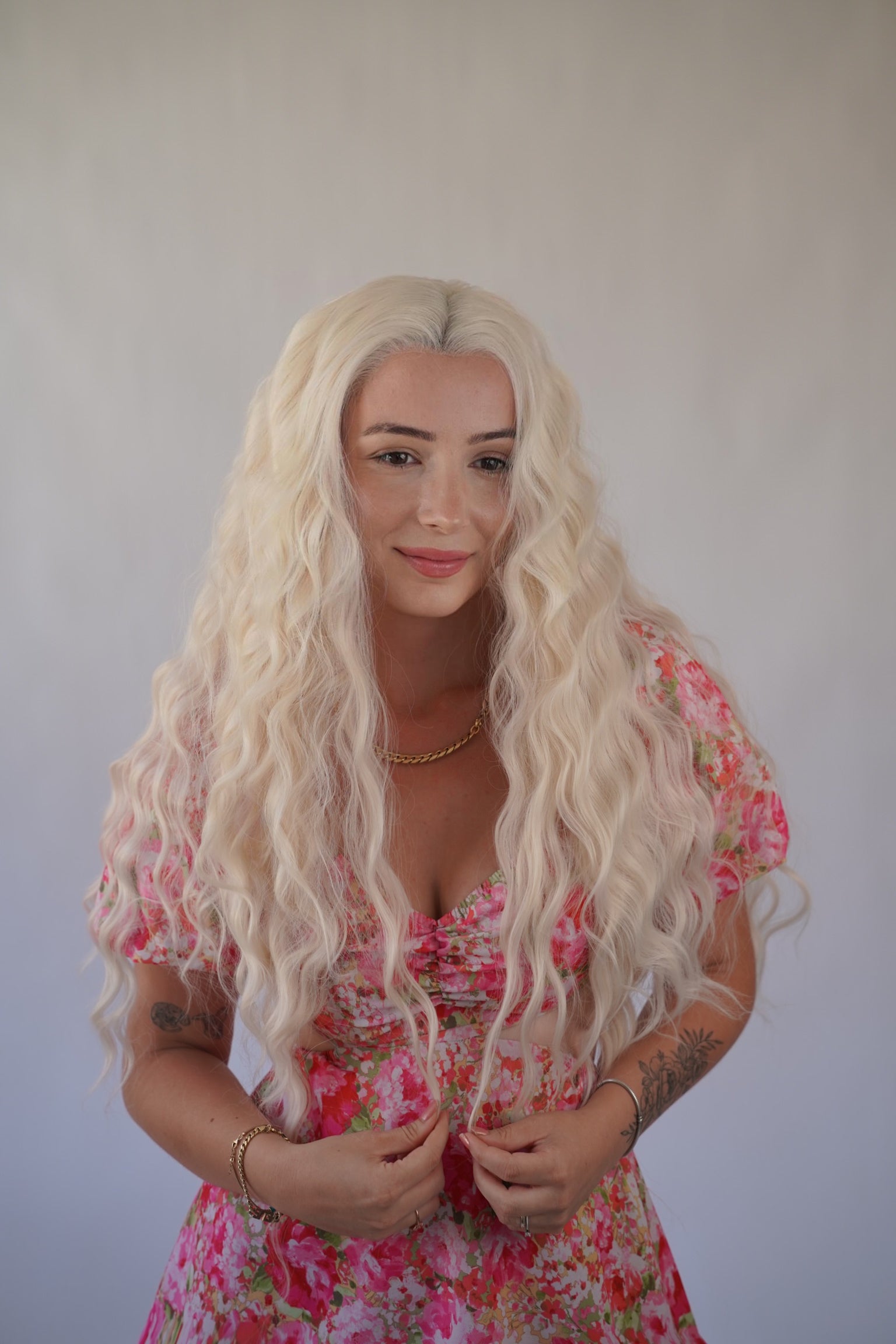 Long Curly Platinum Blonde Lace Front Wig Drag Queen Wig