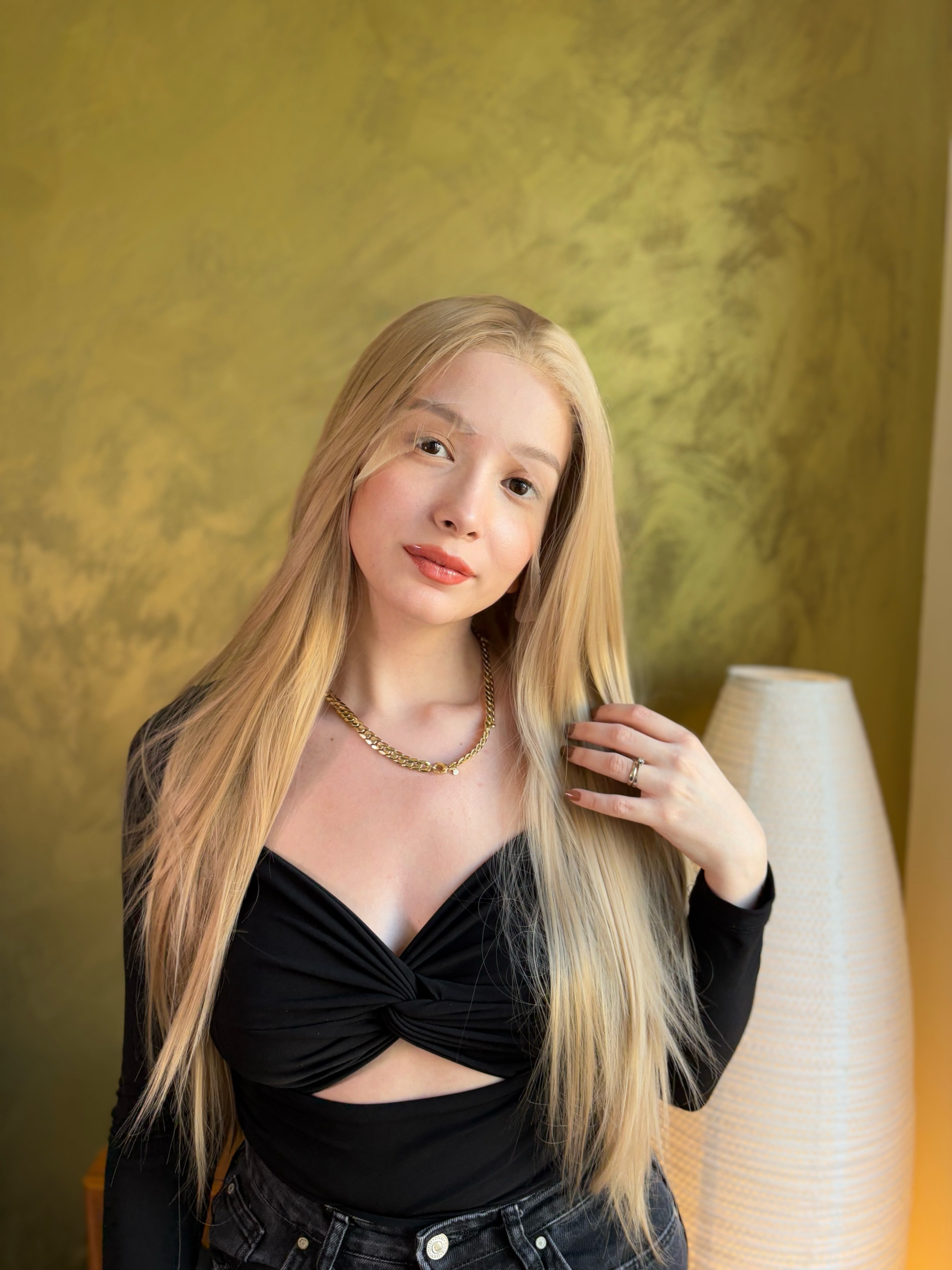 Long Straight Platinum Blonde Lace Front Wig Drag Queen Wig Cosplay Wig