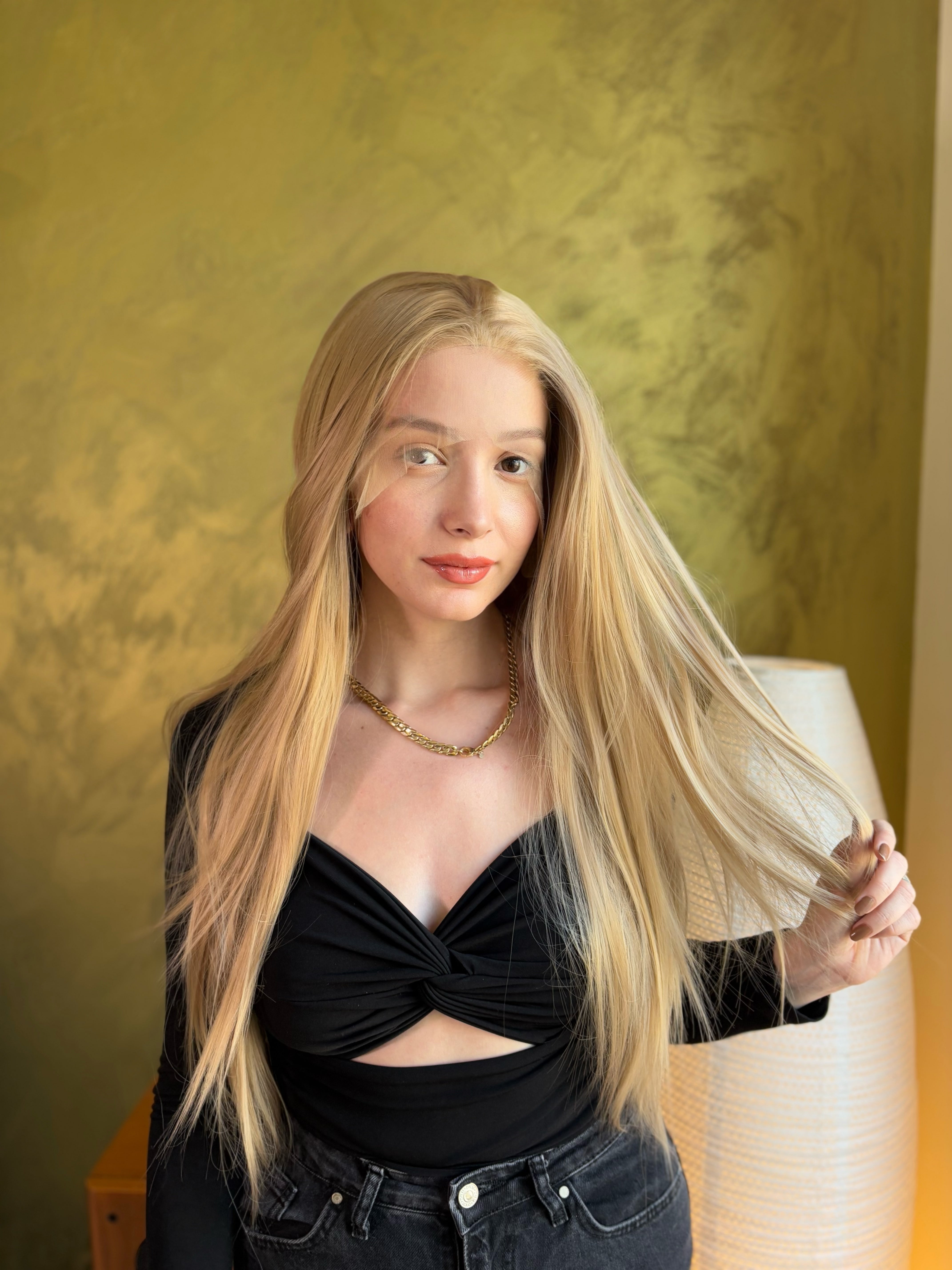 Long Straight Platinum Blonde Lace Front Wig Drag Queen Wig Cosplay Wig