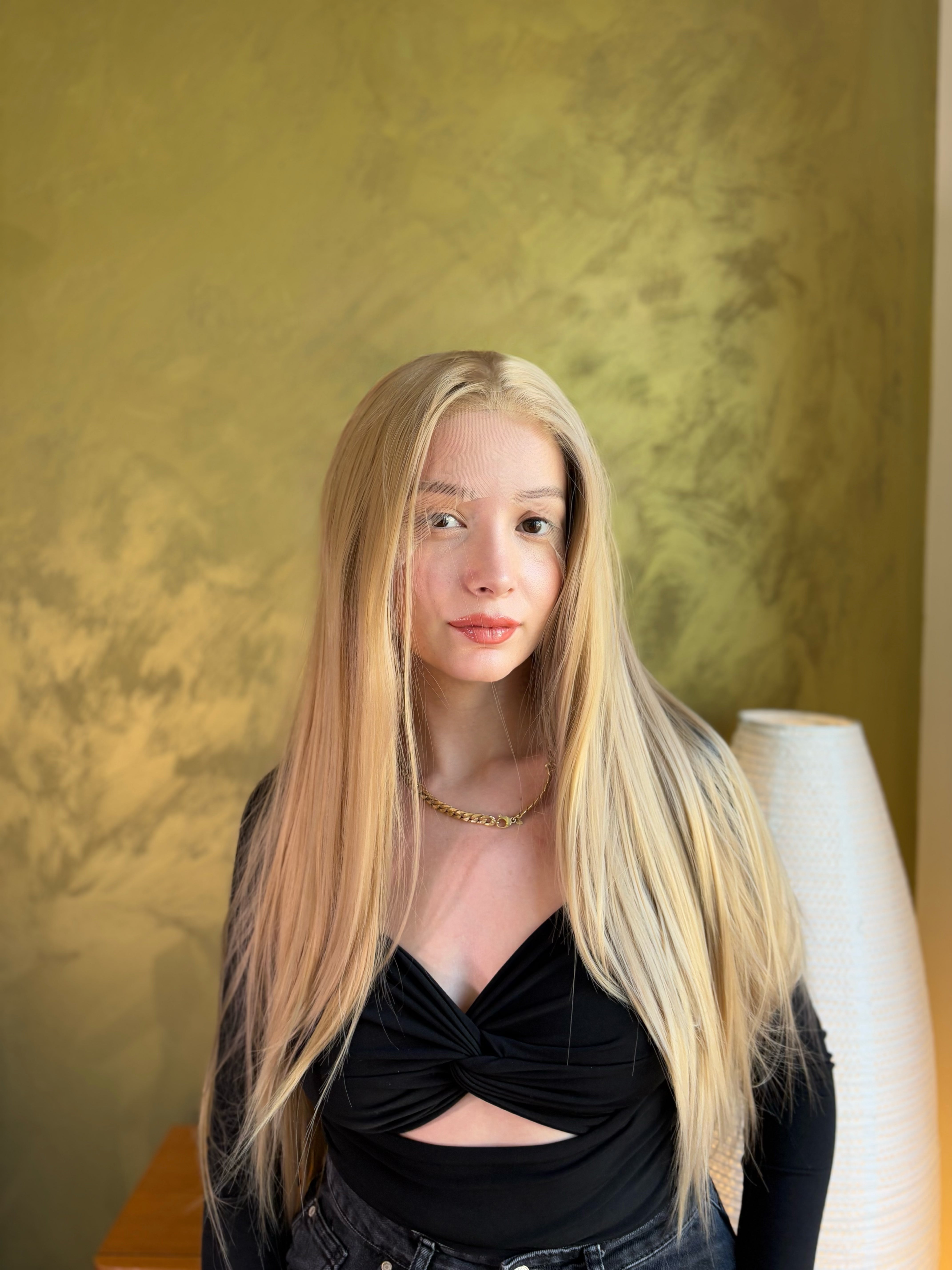 Long Straight Platinum Blonde Lace Front Wig Drag Queen Wig Cosplay Wig