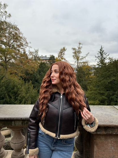 Auburn Ginger Wavy Long 13 x 4 Lace Front Glueless Wig Cosplay Merida Wig