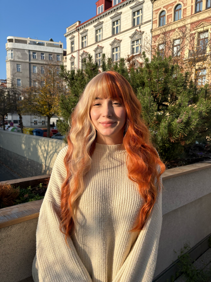 Blonde Ginger Wig with Bangs Orange Copper Wig with Bangs Long Wavy Auburn Wig Cosplay Wig Party Hair Costume Party Accessory Wigs