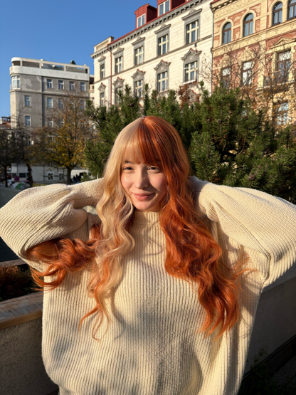 Blonde Ginger Wig with Bangs Orange Copper Wig with Bangs Long Wavy Auburn Wig Cosplay Wig Party Hair Costume Party Accessory Wigs
