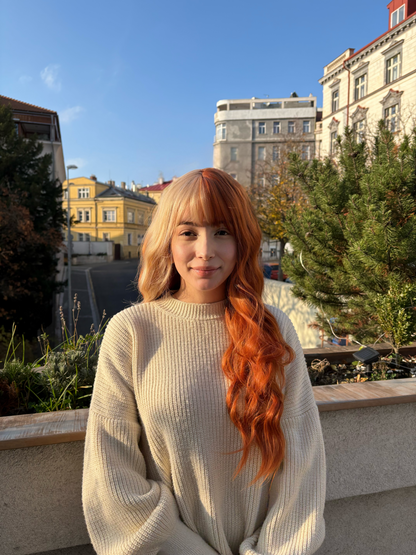 Blonde Ginger Wig with Bangs Orange Copper Wig with Bangs Long Wavy Auburn Wig Cosplay Wig Party Hair Costume Party Accessory Wigs
