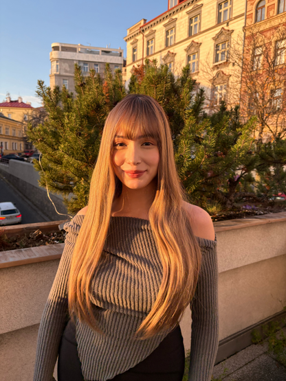 Golden Blonde Wig with Bangs | Cosplay Wigs | Honey Blonde Natural Wig with Bangs 26 inches
