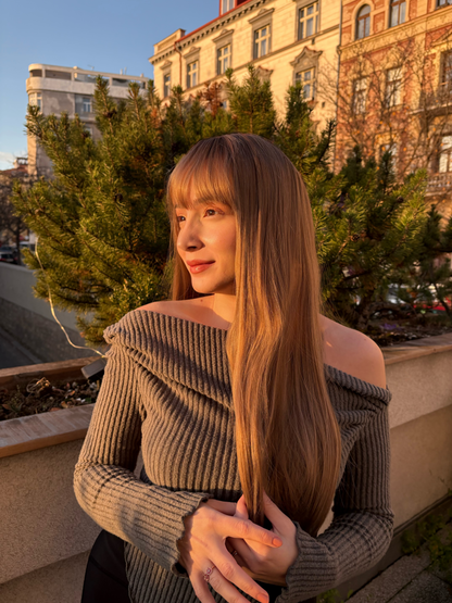 Golden Blonde Wig with Bangs | Cosplay Wigs | Honey Blonde Natural Wig with Bangs 26 inches
