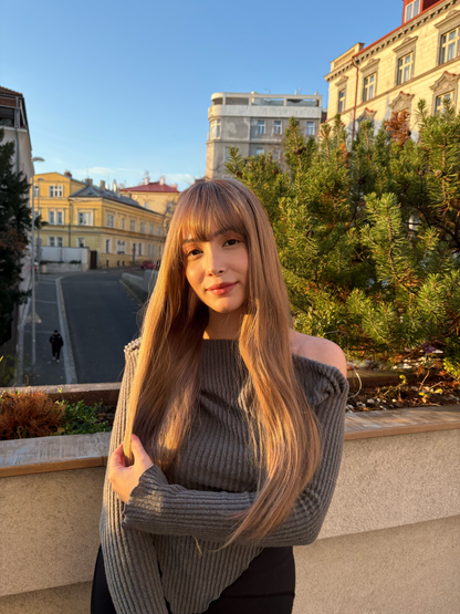 Golden Blonde Wig with Bangs | Cosplay Wigs | Honey Blonde Natural Wig with Bangs 26 inches