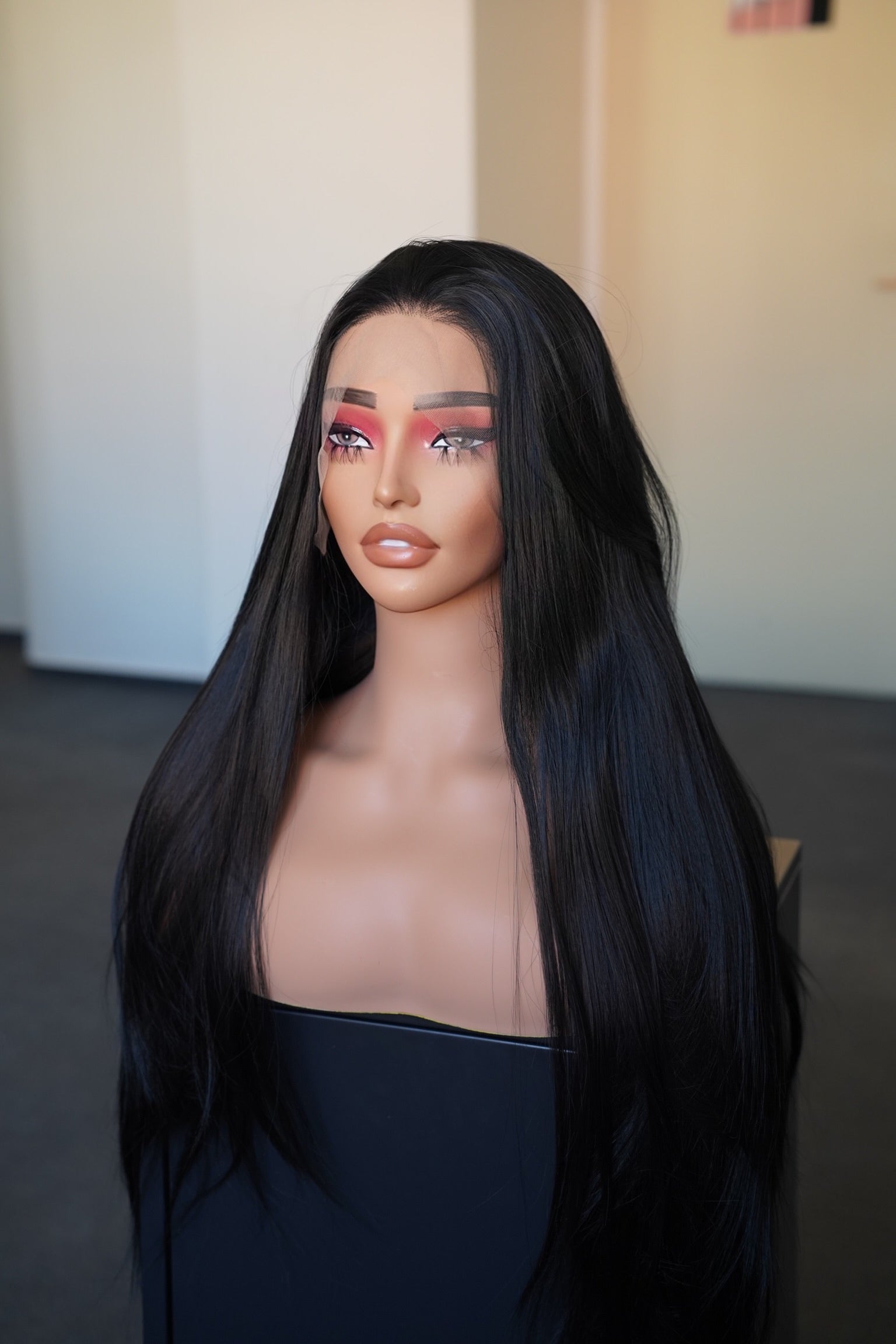 Black Lace Front Wig Halloween Cosplay Party Wig Drag Queen Wig
