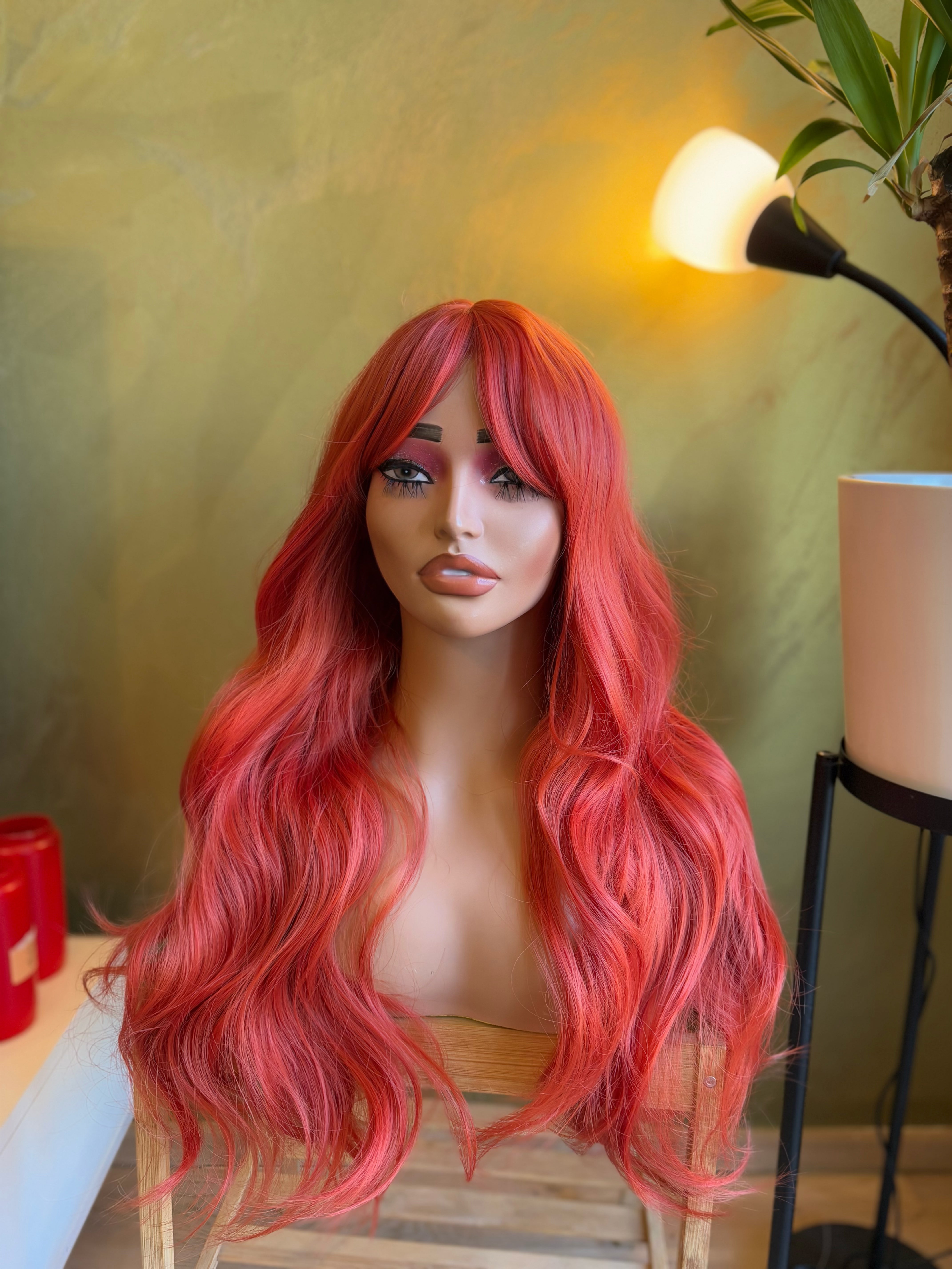 Long Wavy Ginger Red Wig with Bangs Jessica Rabbit Cosplay Wig Movie Character Wigs