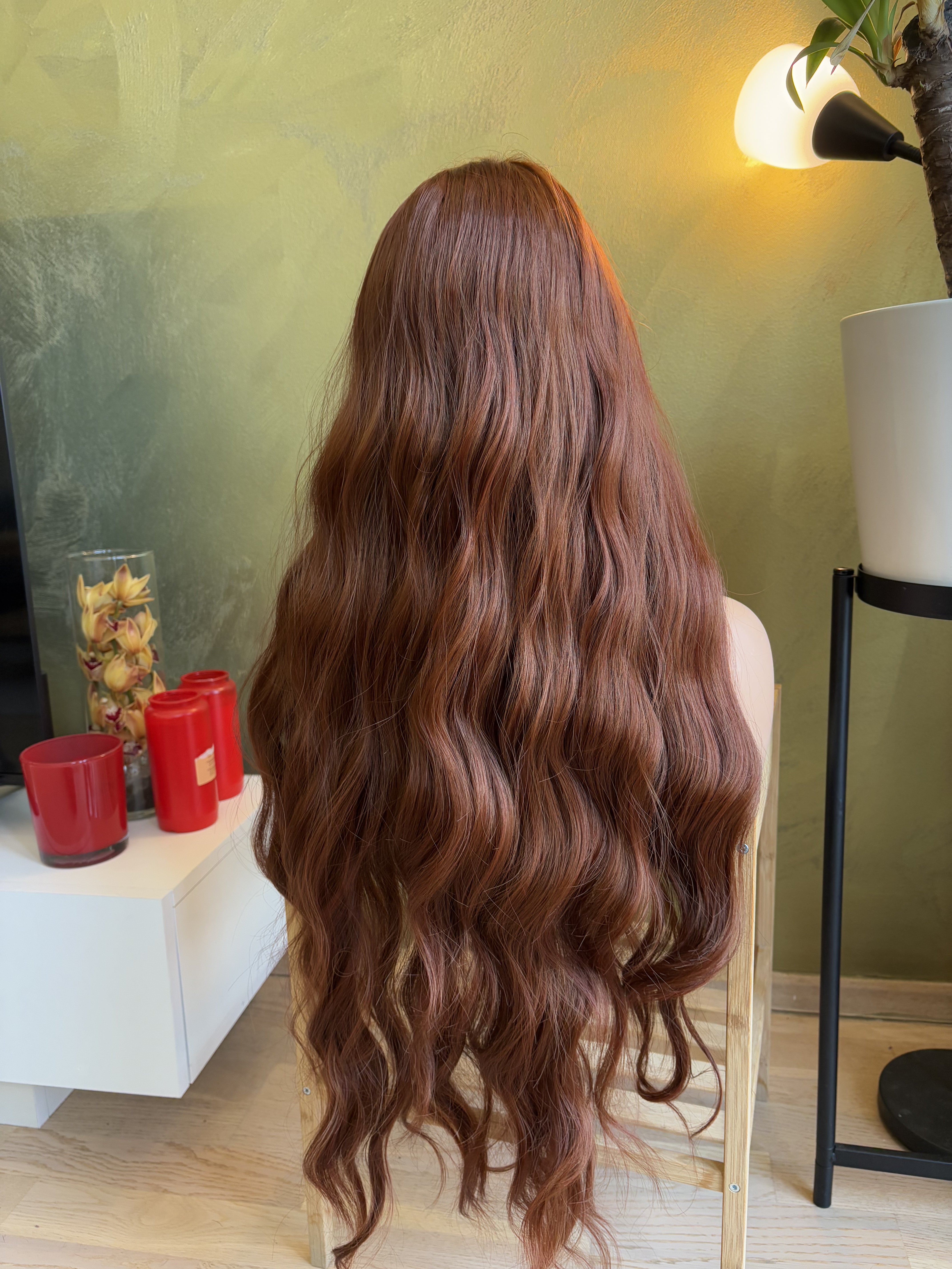 Long Wavy Copper Ginger Wig with Bangs Cosplay Wigs Drag Queen Wig