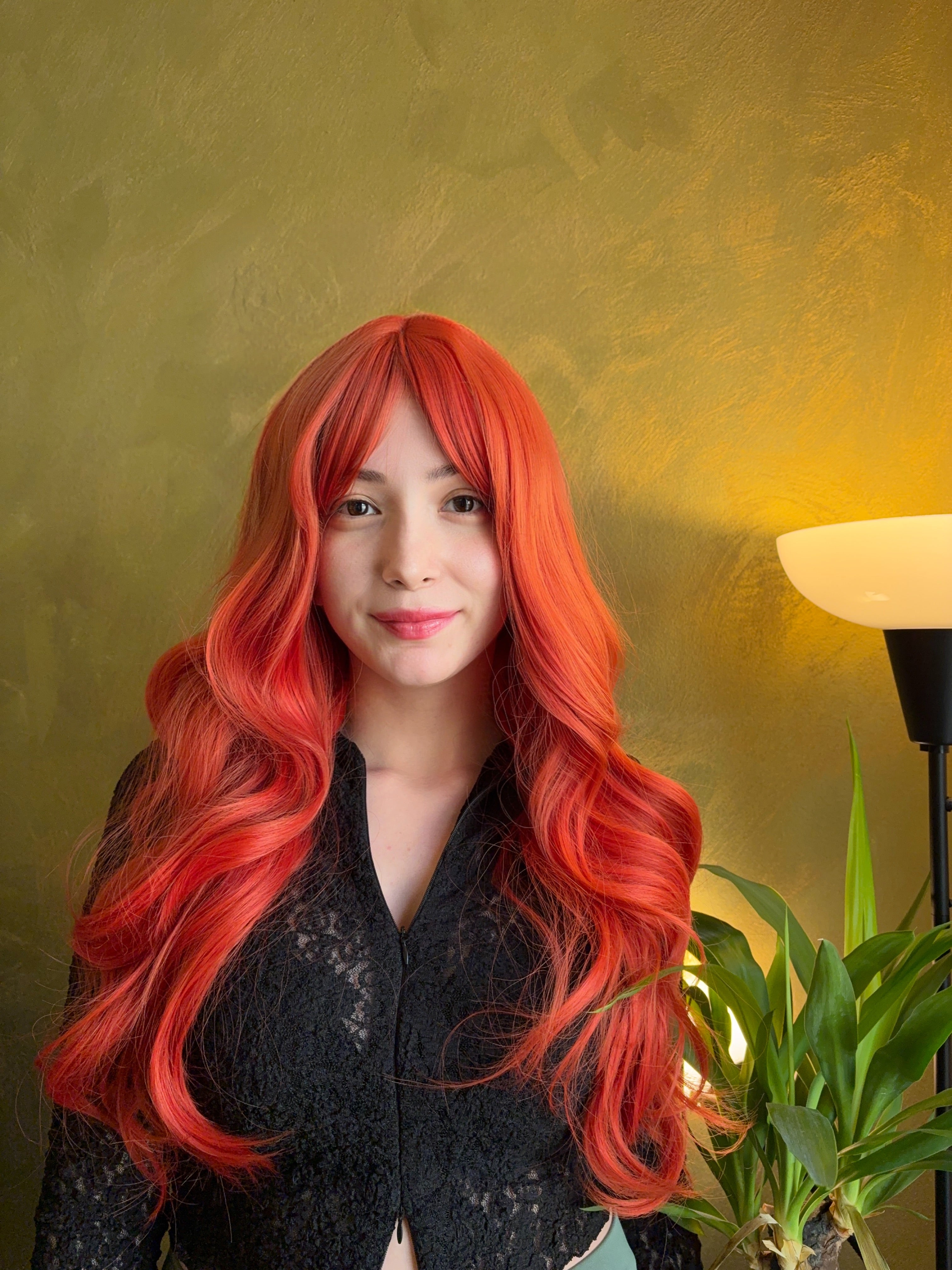 Long Wavy Ginger Red Wig with Bangs Jessica Rabbit Cosplay Wig Movie Character Wigs