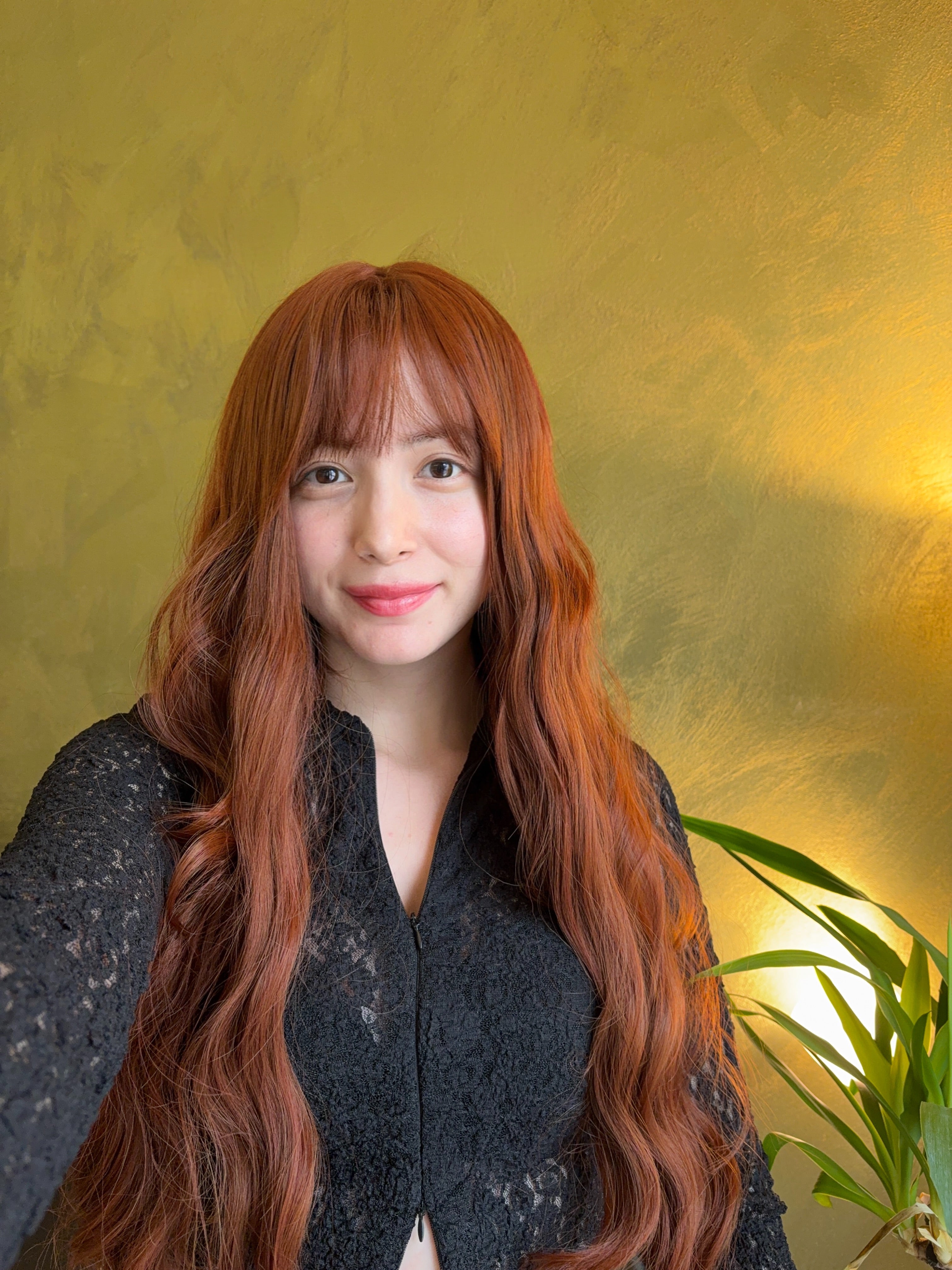 Long Wavy Copper Ginger Wig with Bangs Cosplay Wigs Drag Queen Wig