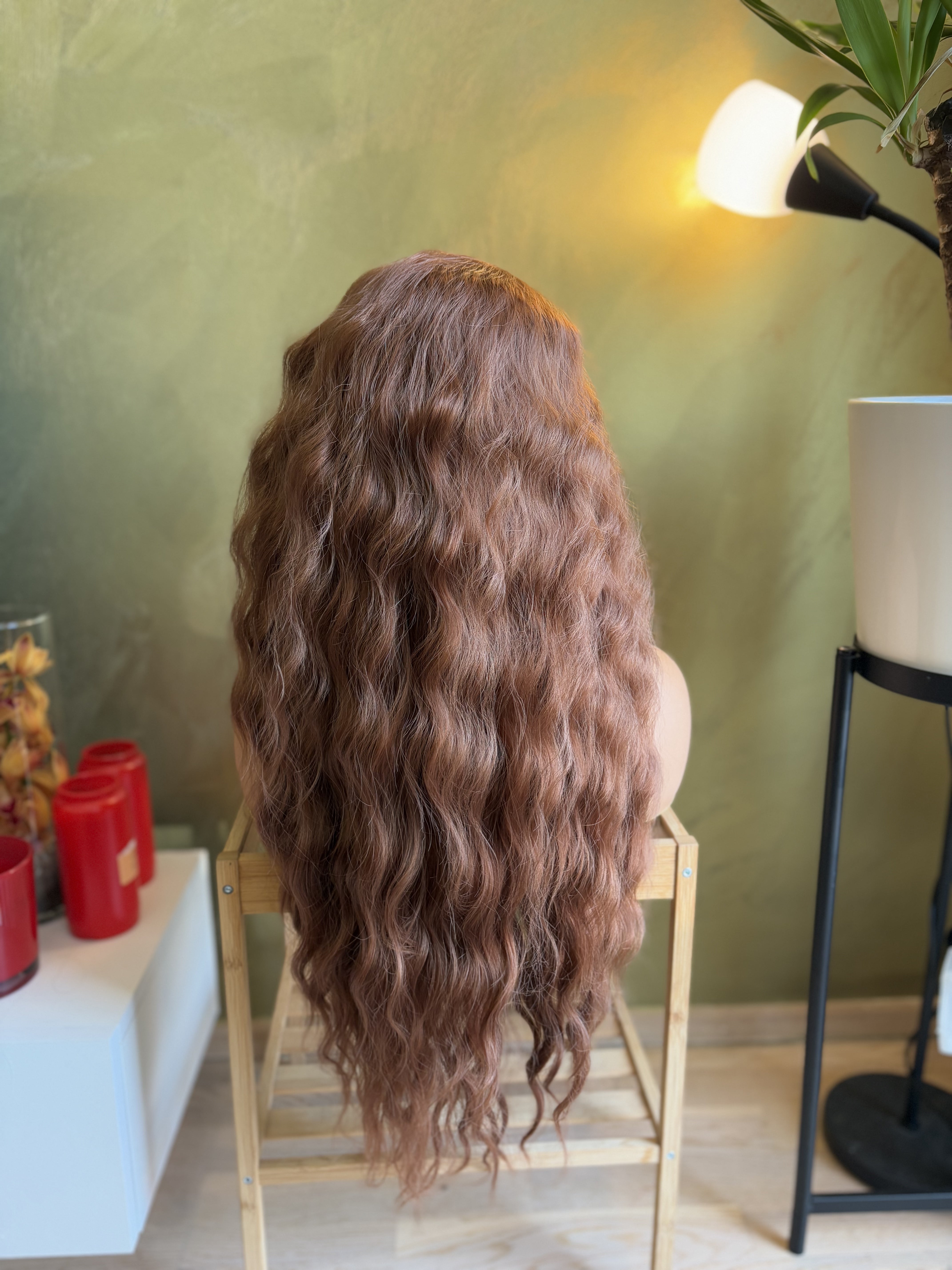 Auburn Ginger Wavy Long 13 x 4 Lace Front Glueless Wig Cosplay Merida Wig