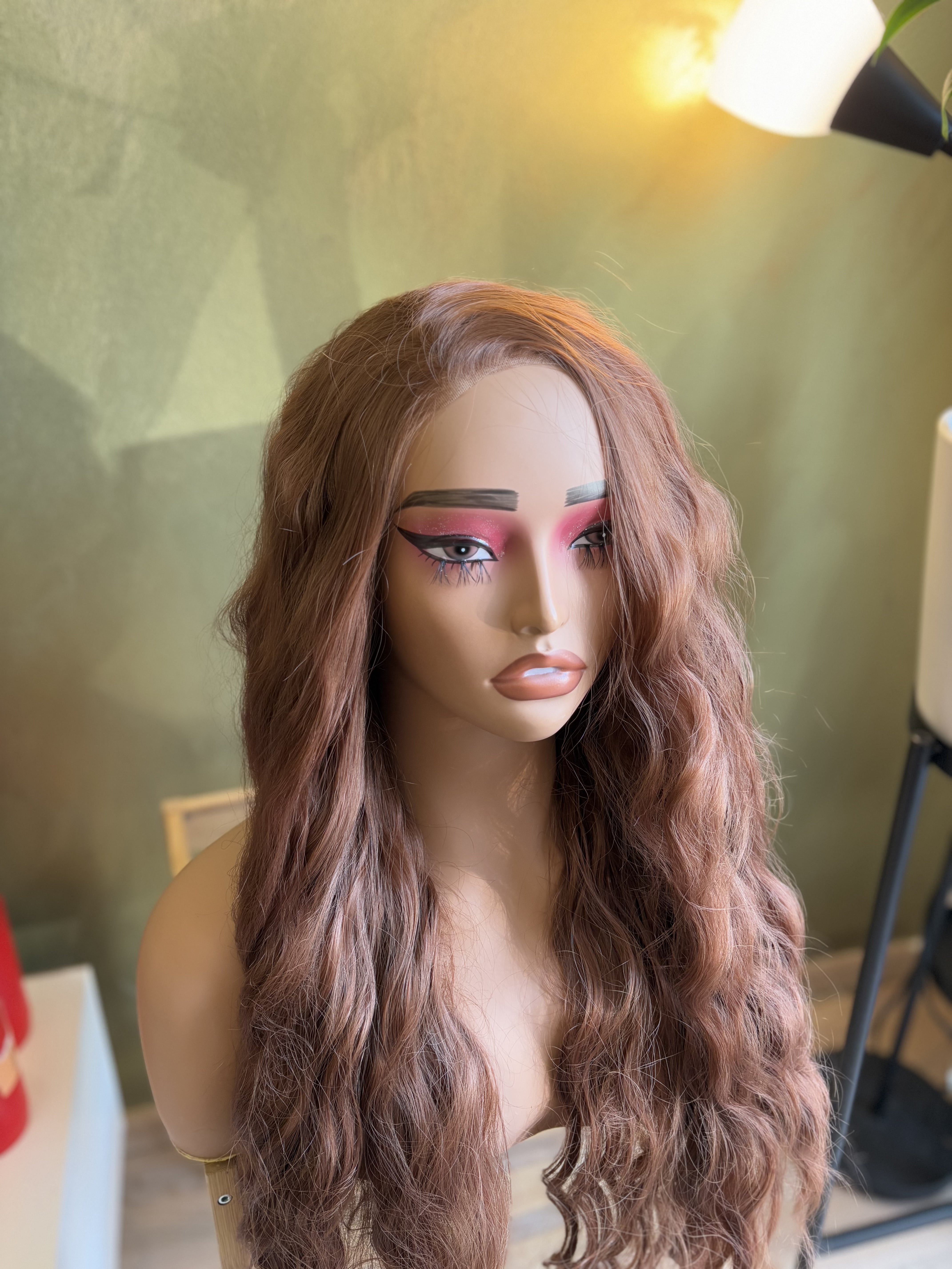 Auburn Ginger Wavy Long 13 x 4 Lace Front Glueless Wig Cosplay Merida Wig