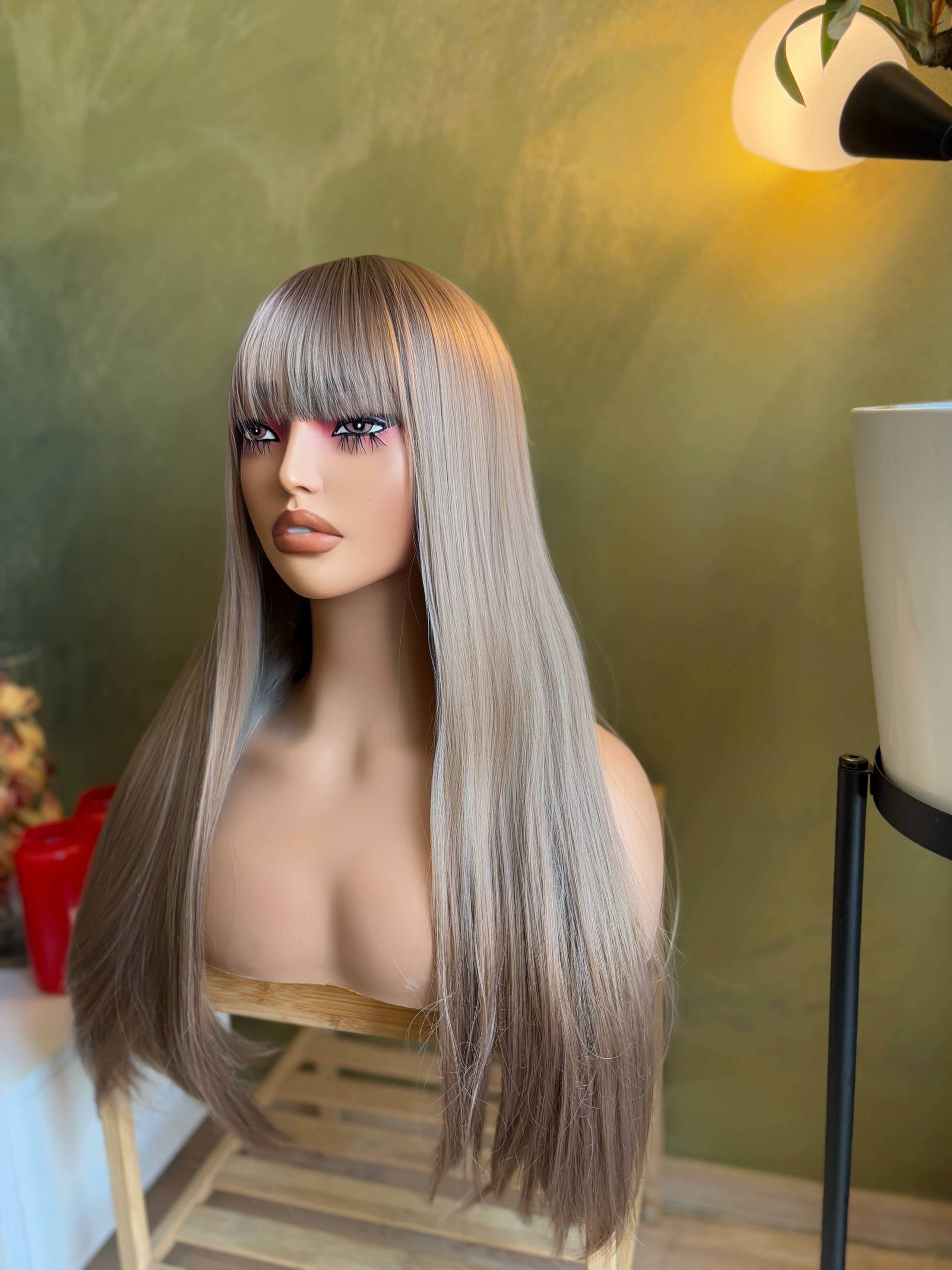 Golden Blonde Wig with Bangs | Cosplay Wigs | Honey Blonde Natural Wig with Bangs 26 inches