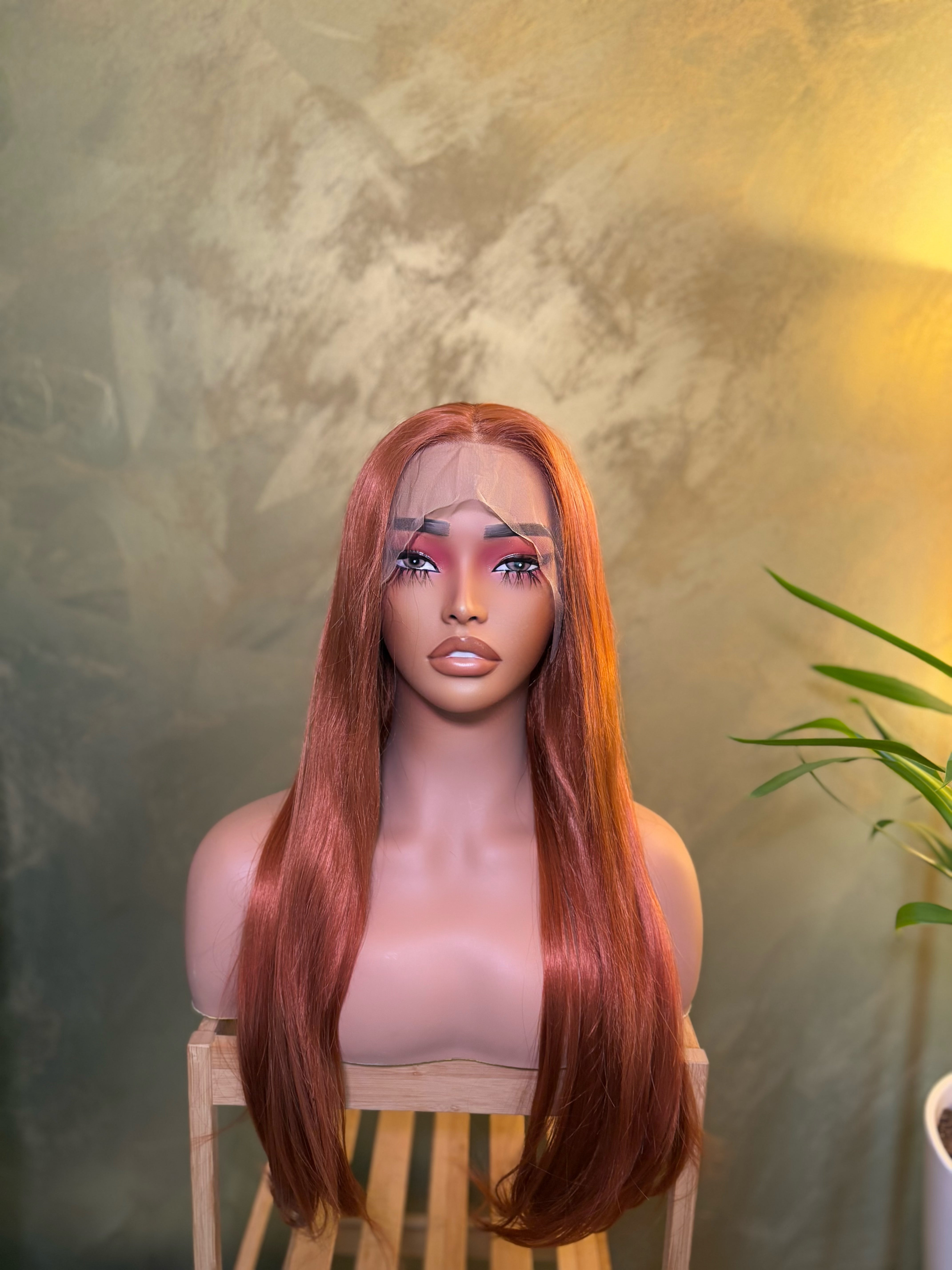 Straight Orange Ginger 13 x 4 Lace Front Wig Gluelesss Wig Cosplay Party Hair Drag Queen Wig