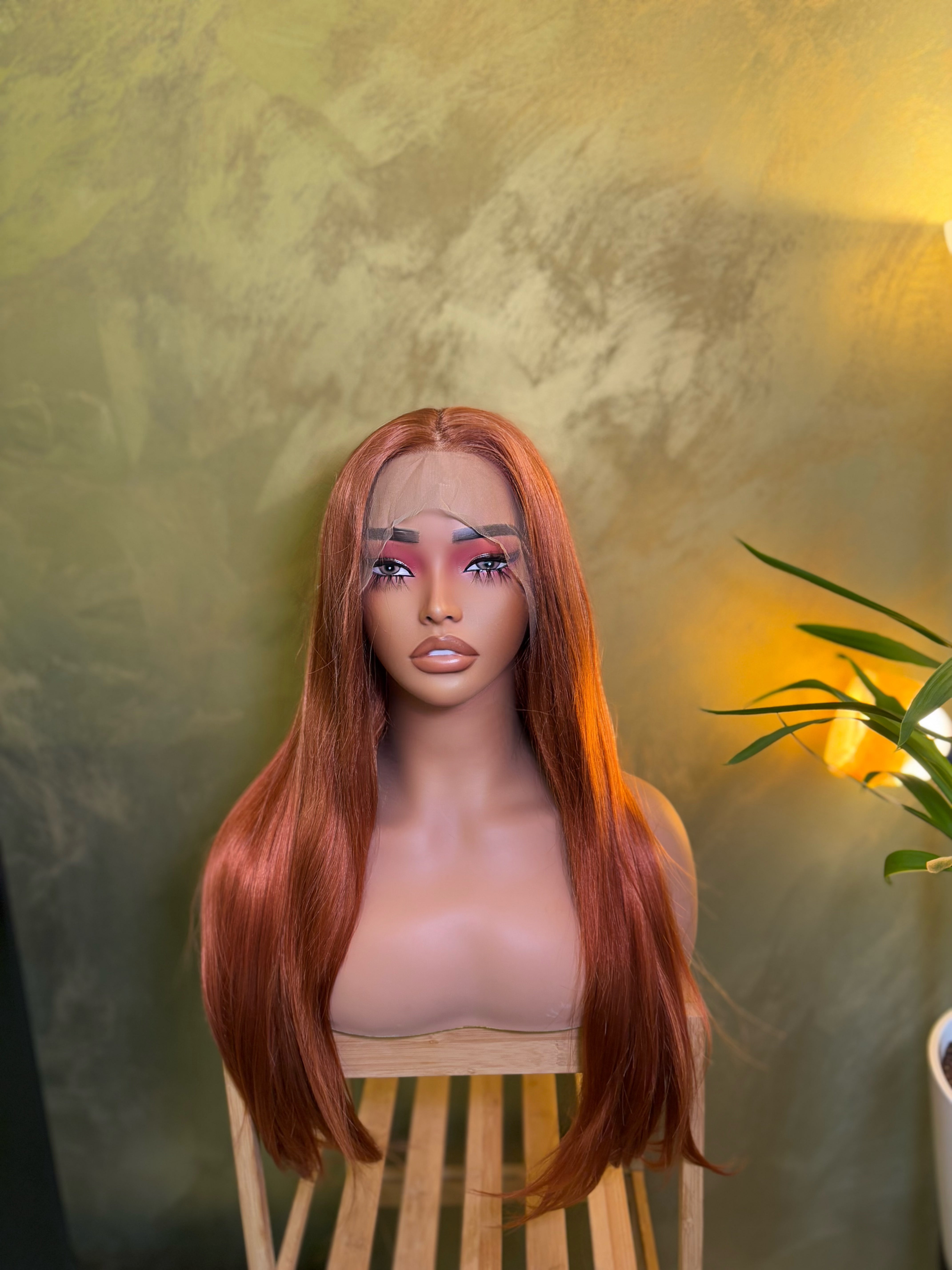Straight Orange Ginger 13 x 4 Lace Front Wig Gluelesss Wig Cosplay Party Hair Drag Queen Wig