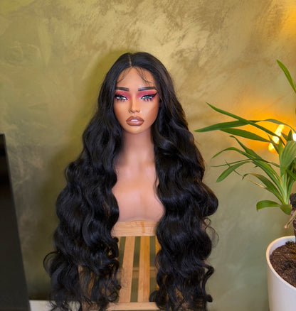 Black Extra Long Curly Lace Front Wig Cosplay Wig Halloween Party Wig 36 inches