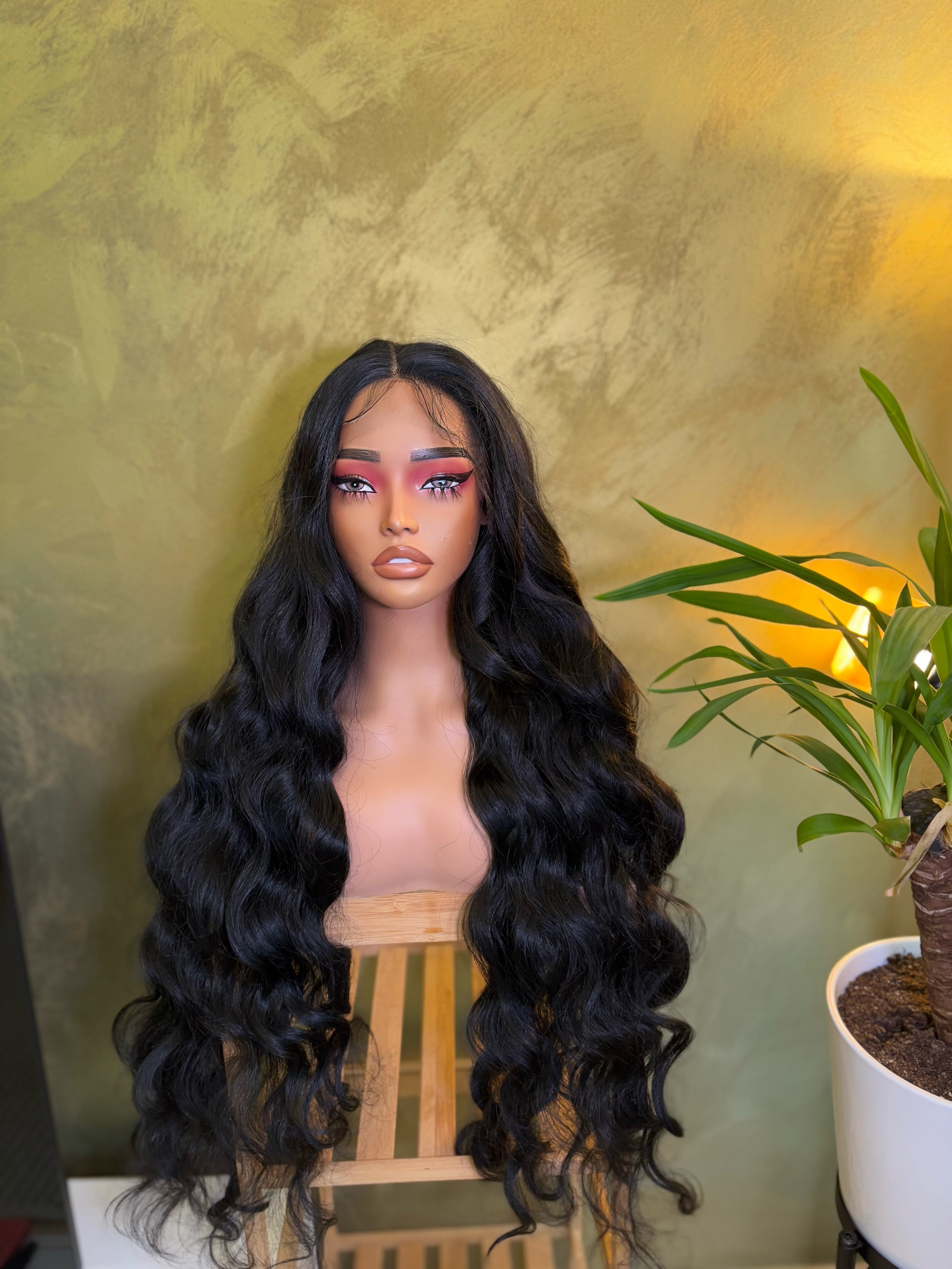 Black Extra Long Curly Lace Front Wig Cosplay Wig Halloween Party Wig 36 inches
