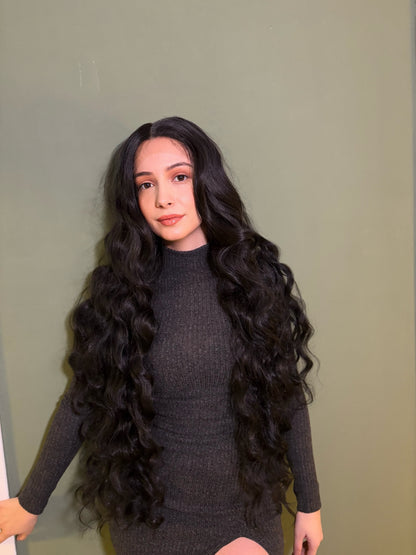 Black Extra Long Curly Lace Front Wig Cosplay Wig Halloween Party Wig 36 inches