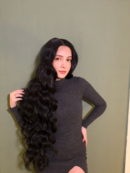 Black Extra Long Curly Lace Front Wig Cosplay Wig Halloween Party Wig 36 inches