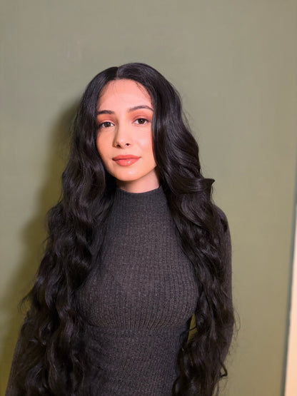Black Extra Long Curly Lace Front Wig Cosplay Wig Halloween Party Wig 36 inches