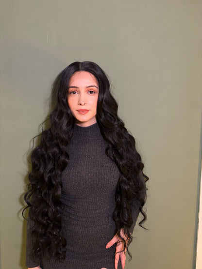 Black Extra Long Curly Lace Front Wig Cosplay Wig Halloween Party Wig 36 inches