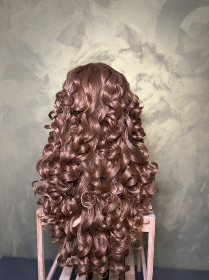 Long Curly Caramel Brown 13x6 HD Lace Front Wig Glueless Wig