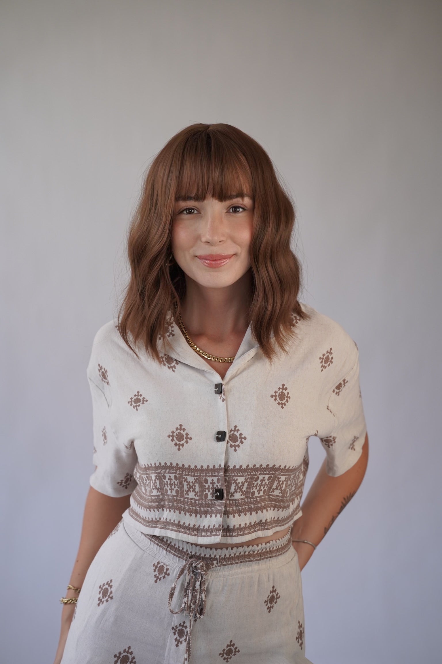 Brunette Wig with Bangs Dark Brown Wig Wavy Wig Bob Wig Natural Look Wigs for Women