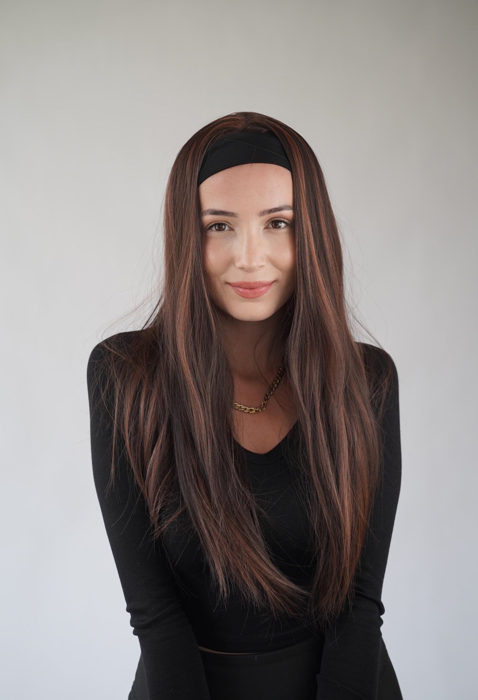 Brown Headband Wig Glueless Synthetic Heat Resistant Wigs for Women Everyday wig